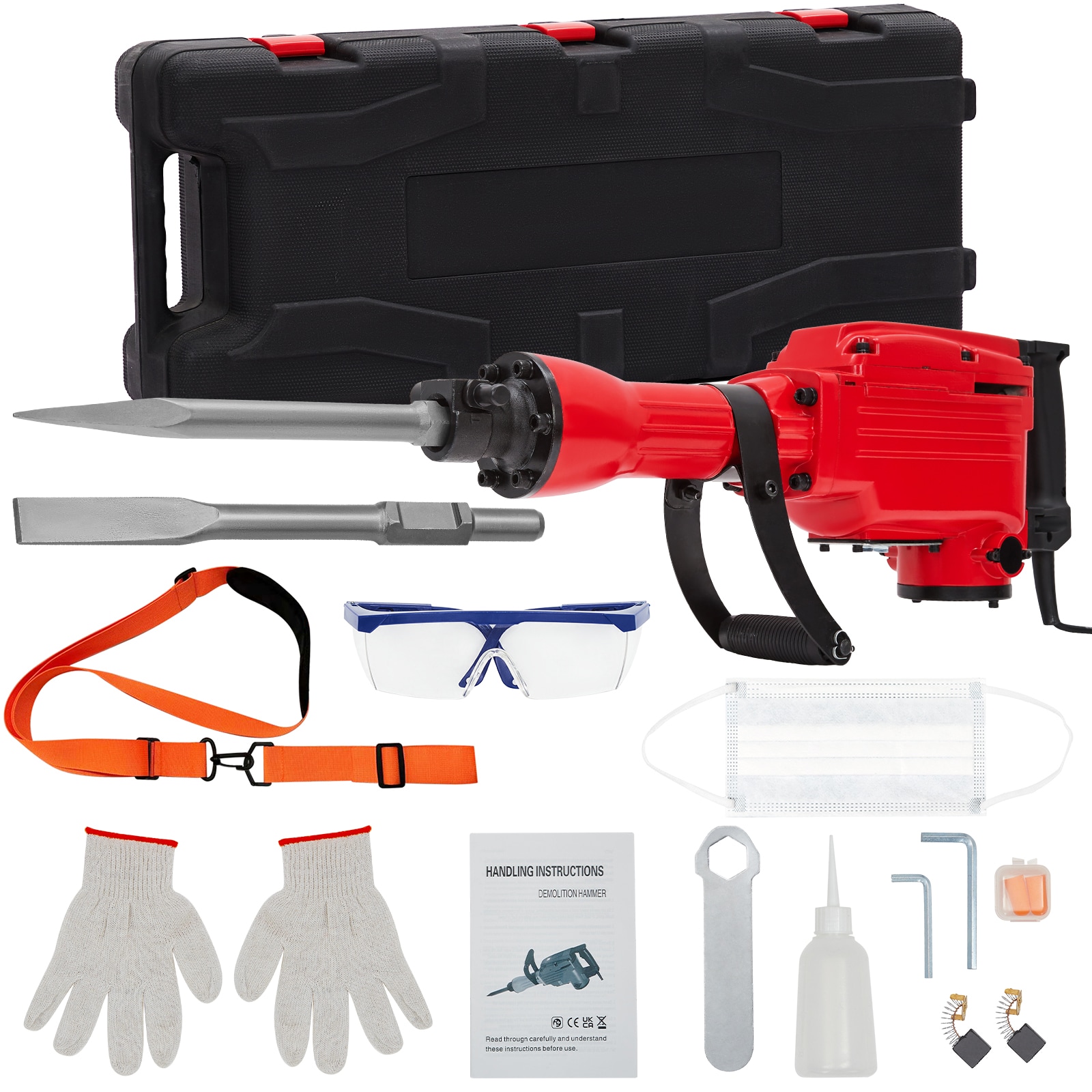 Garvee 2200W Electric Demolition Heavy Duty Concrete Breaker Kit with Chisels and Case #09GXFCHBNL-468