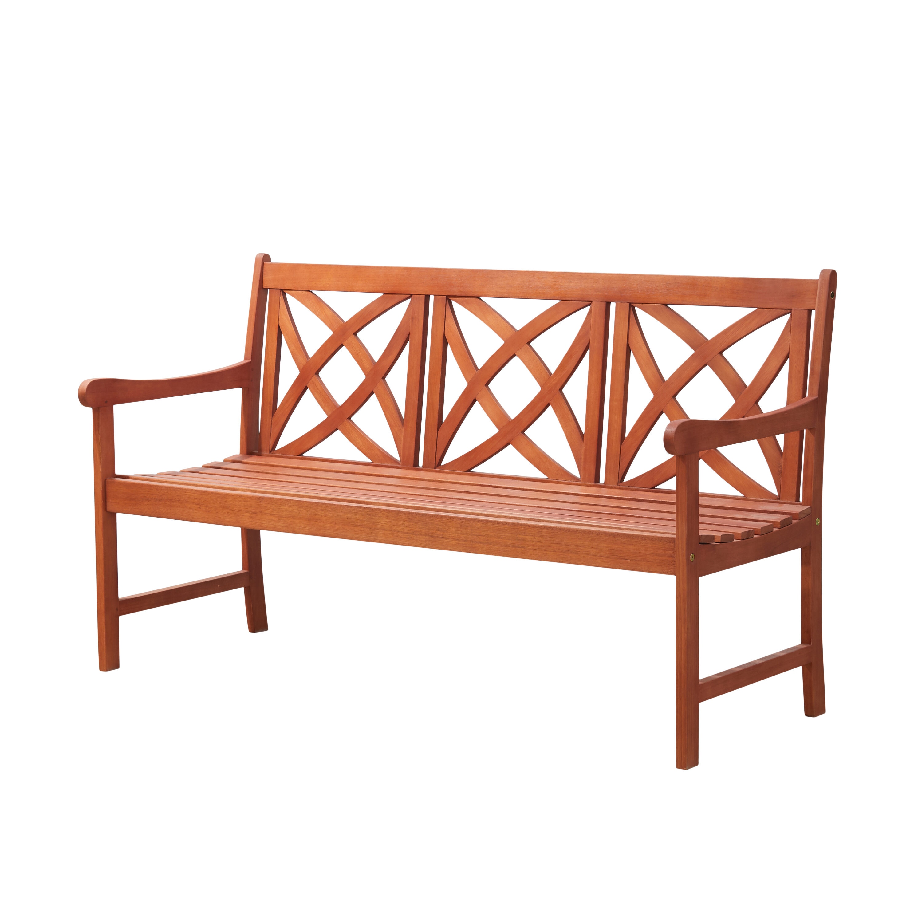 AZEN M0205 Malibu 57-Inches W x 34-Inches H Reddish Brown Eucalyptus Garden Bench