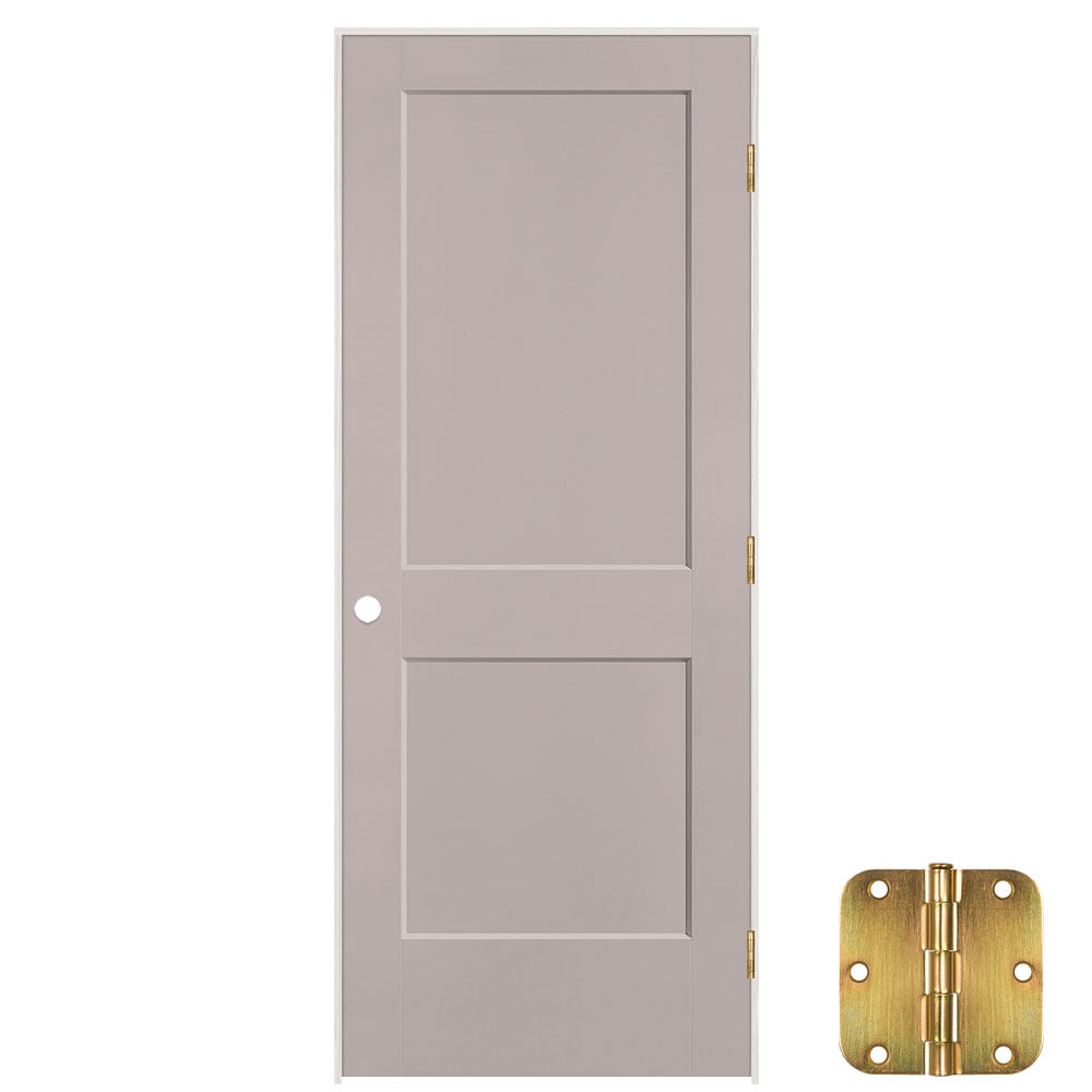 Masonite 641269 28-in x 80-in Driftwood Solid core 2-panel square Left hand Smooth Prefinished Molded composite Flat Jamb Single Prehung Interior Door