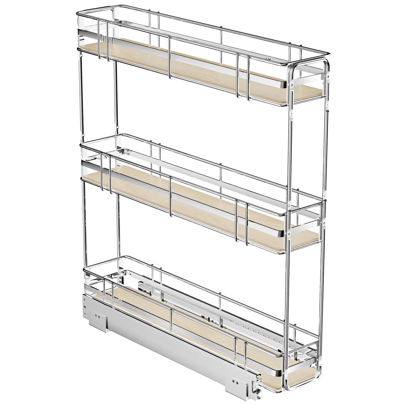LOVMOR 3TIER-SPICE-WOOD-6 3-Tier Pull Out Cabinet Organizer Spice Rack for Narrow Cabinet 6in W x 20½in D Slide Out Wood Shelves Storage for Kitchen