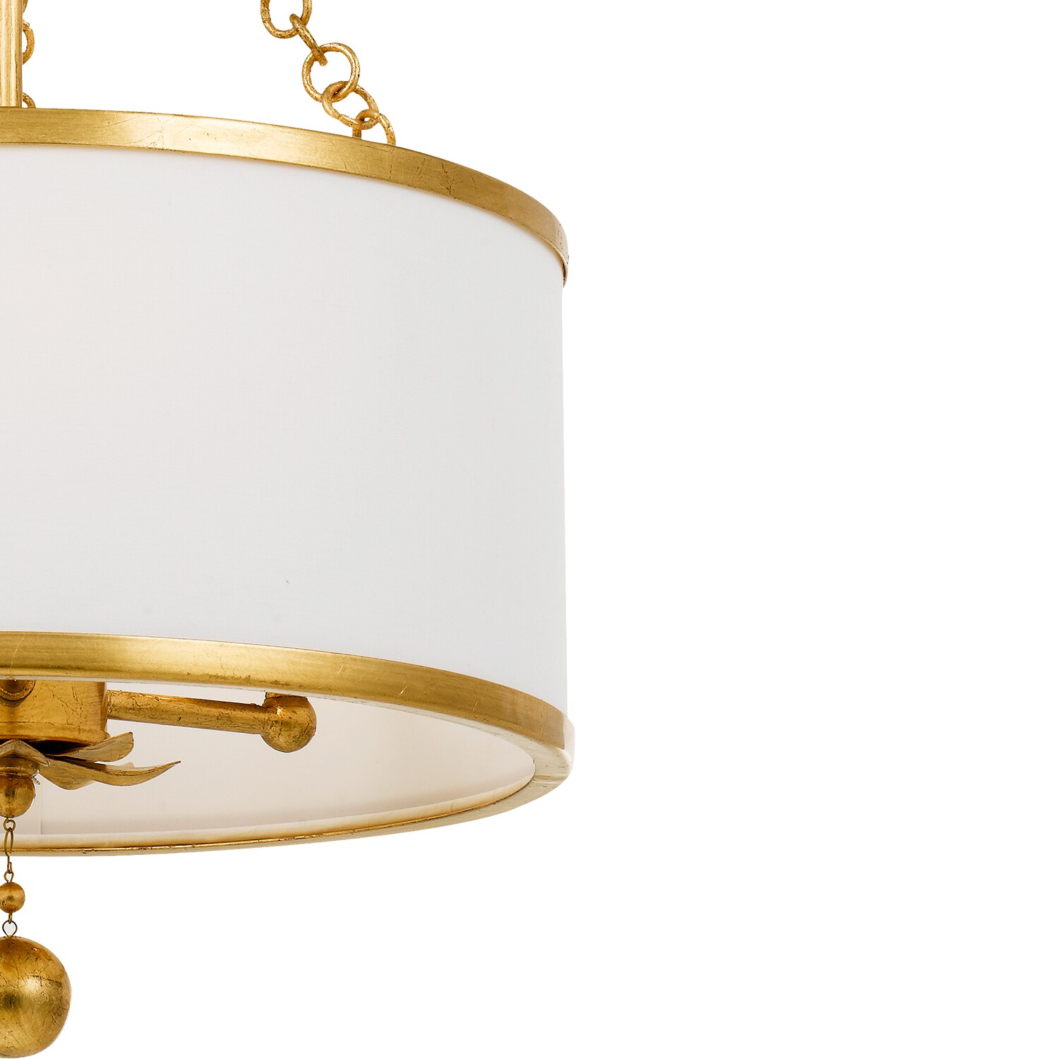 Elegant Gold and Crystal Drum Ceiling Light, 14x20 Inches