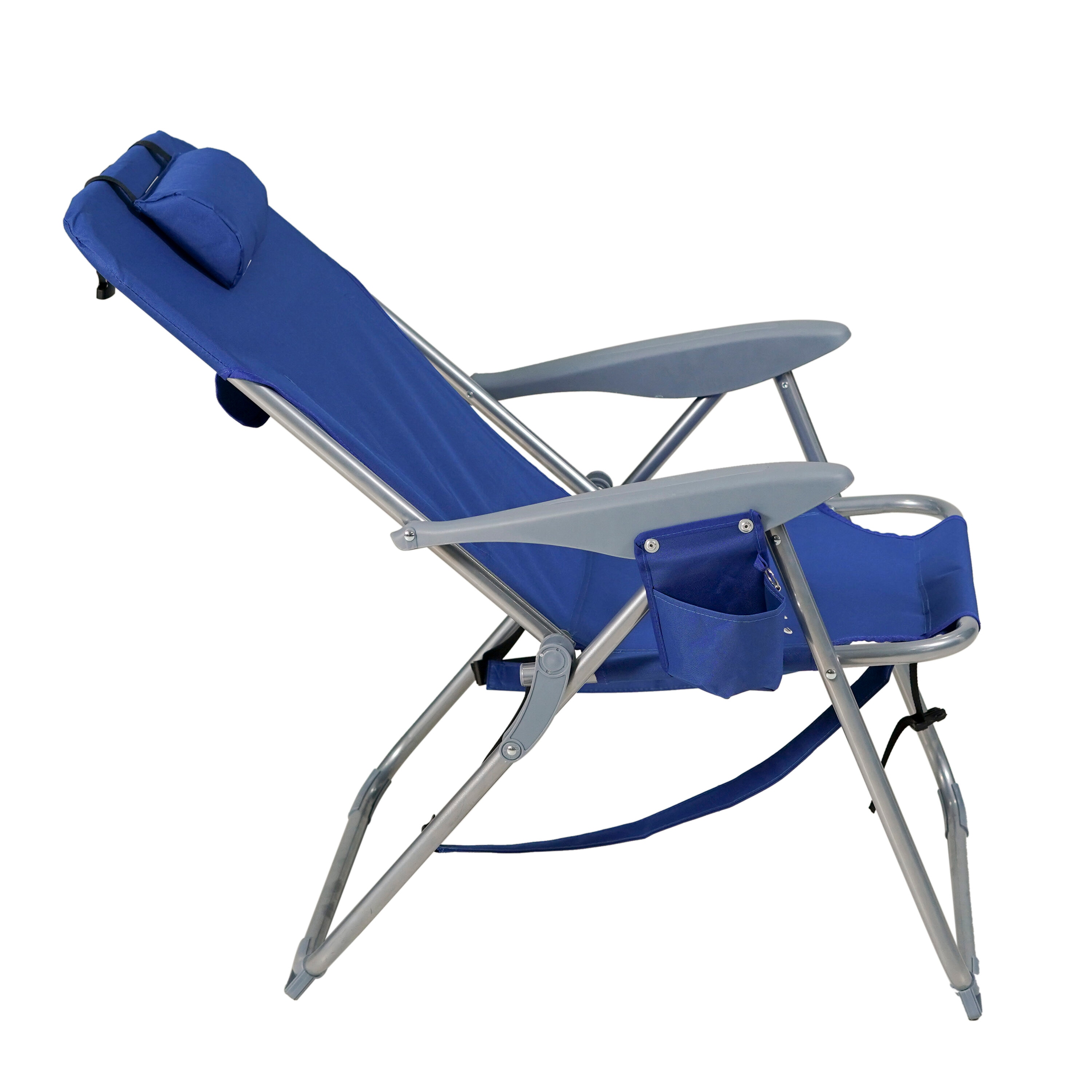 Style Selections Polyester Blue Folding Beach Chair (Adjustable and ...