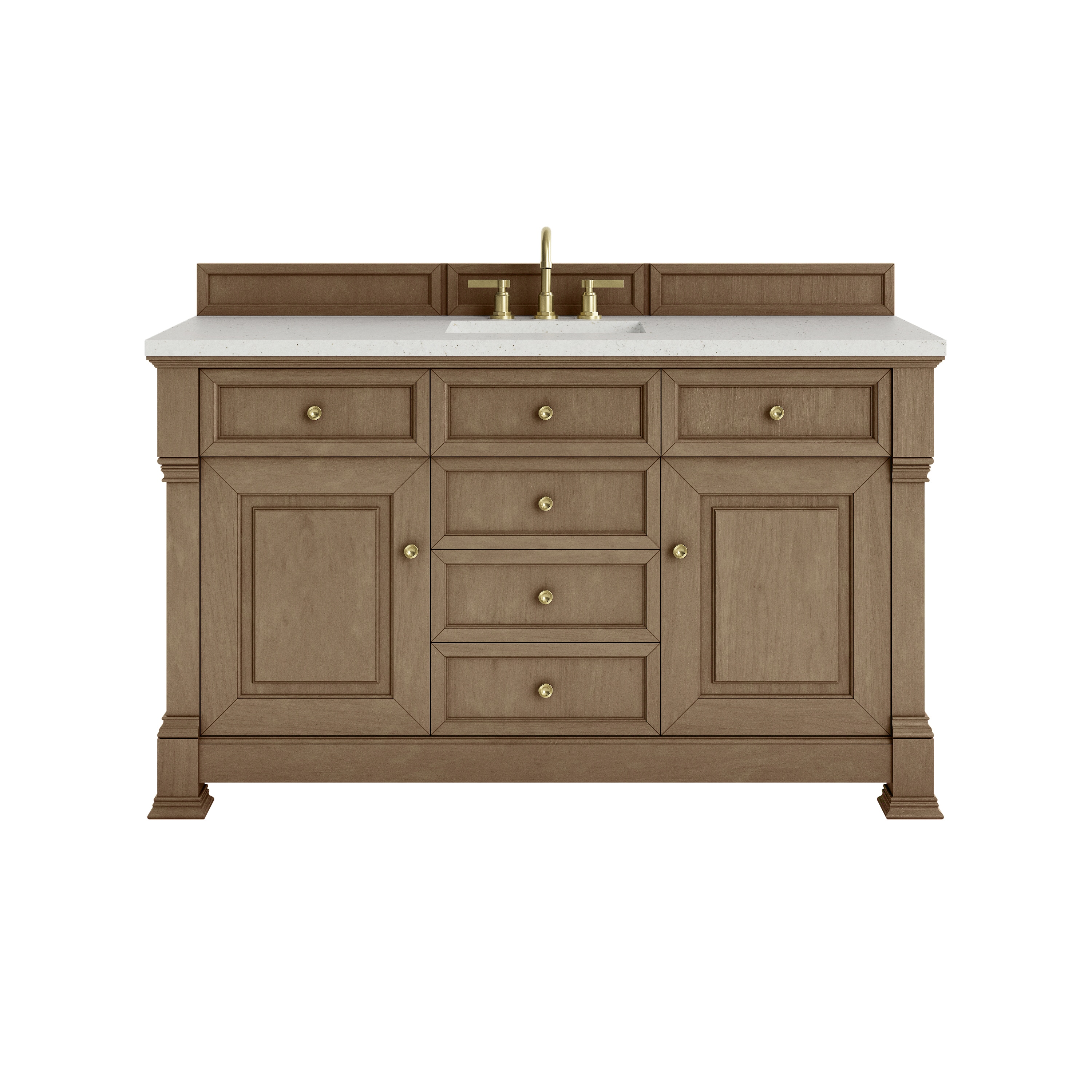 James Martin Vanities 547-V60S-PCN-3LDL Brookfield 60-in Pecan Undermount Single Sink Bathroom Vanity with Lime Delight Quartz Top