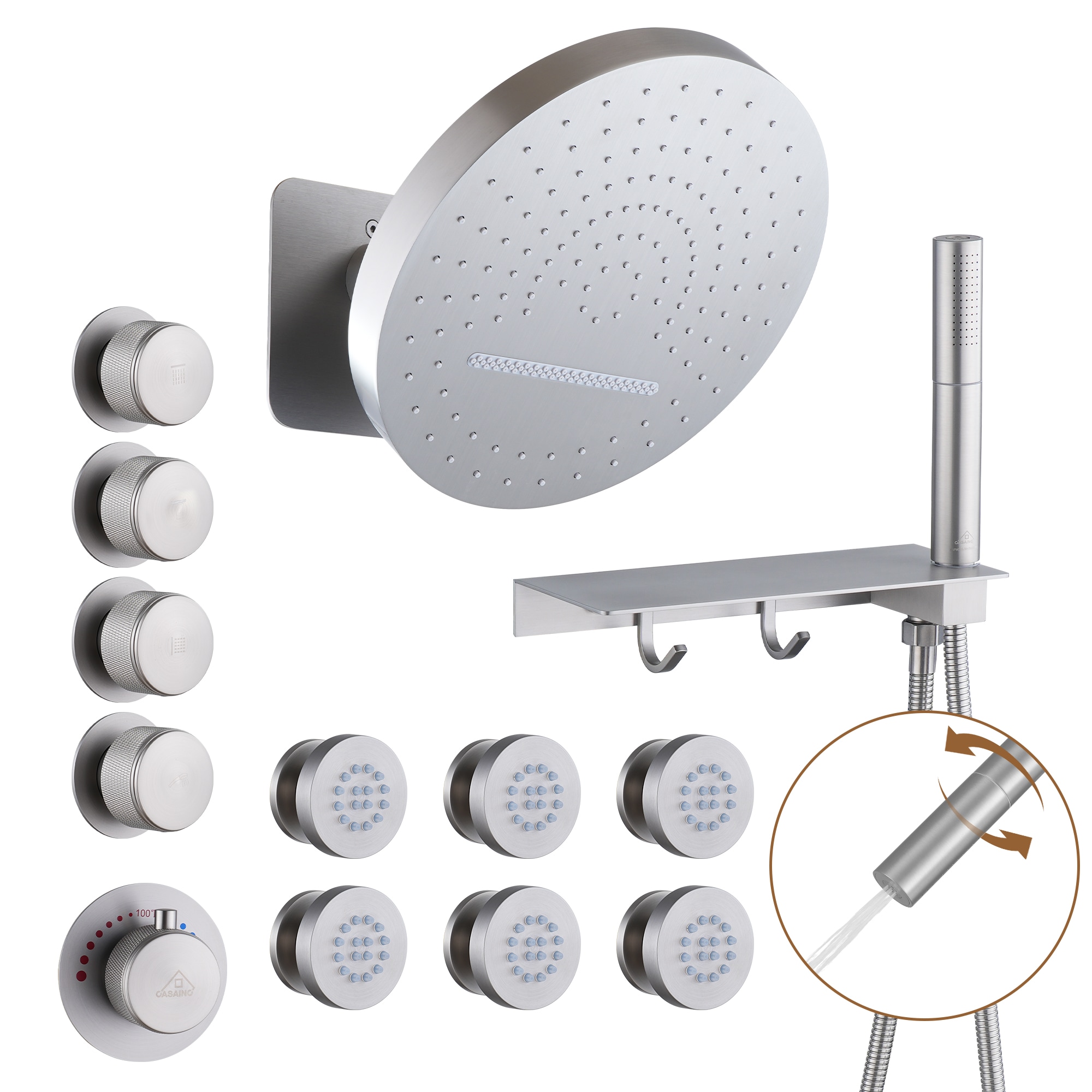 CASAINC KCHS0005-12BN Showerhead-Bar-Panels - View #5