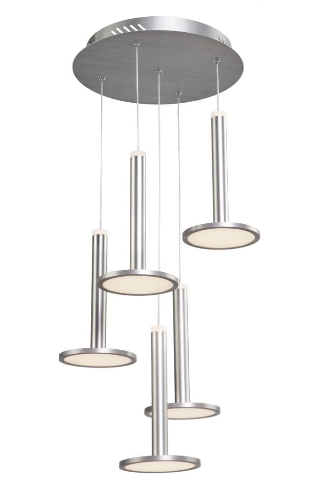 Aurora 5-Light Brushed Aluminum Modern/Contemporary LED Dry rated Chandelier | - ARTCRAFT AC7556