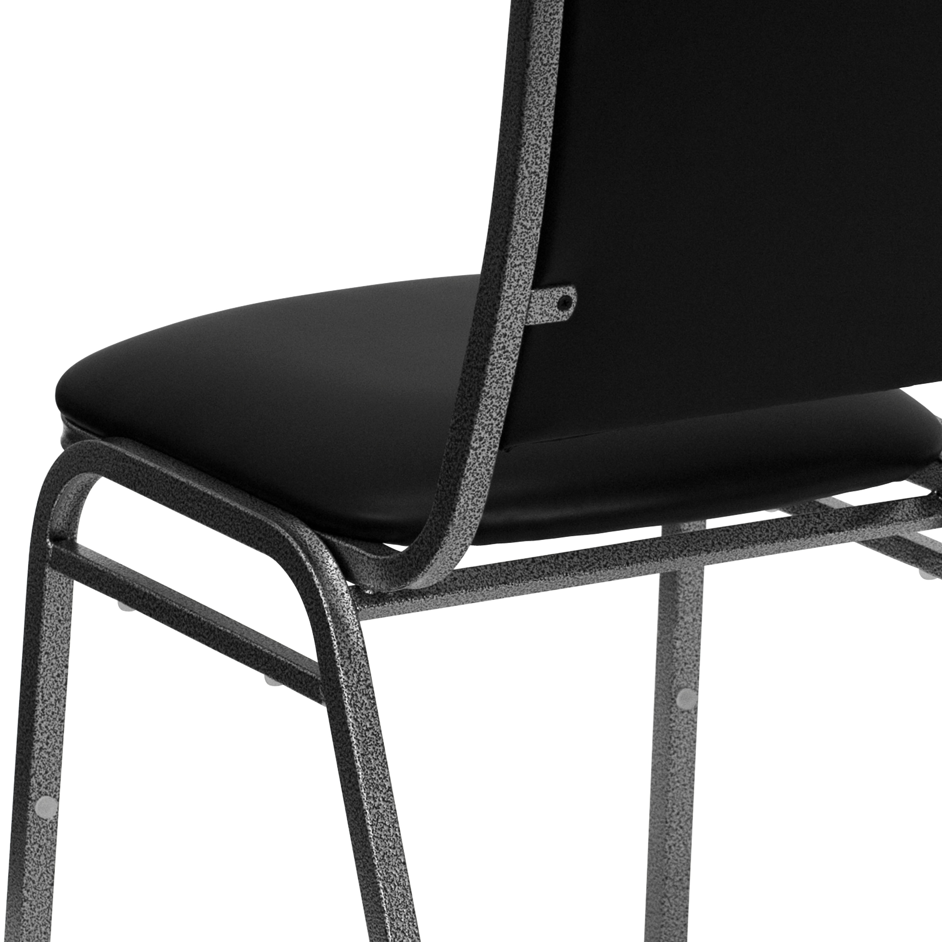 Elegant Black Vinyl and Silver Metal Stacking Banquet Chair