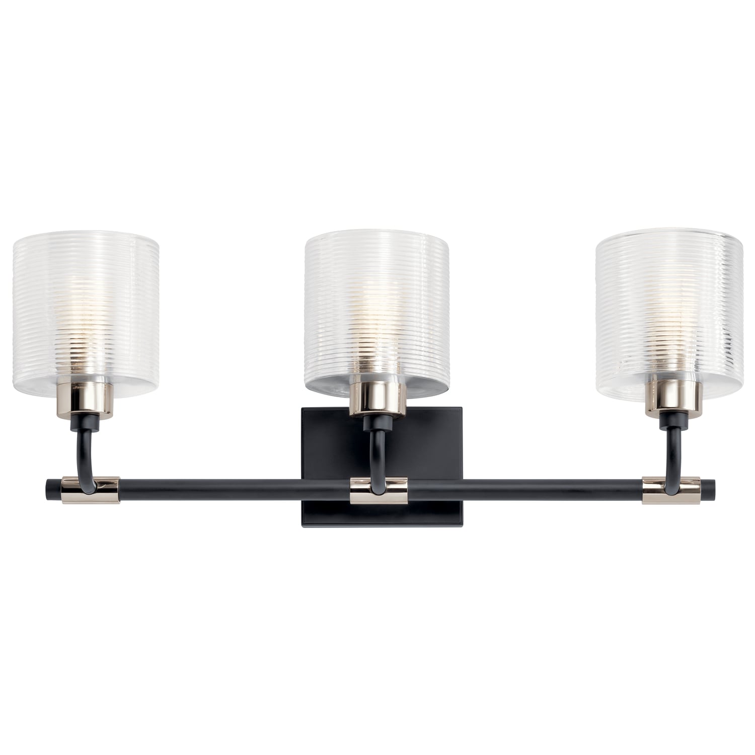 Black and Nickel 3-Light Cylinder Vanity Light