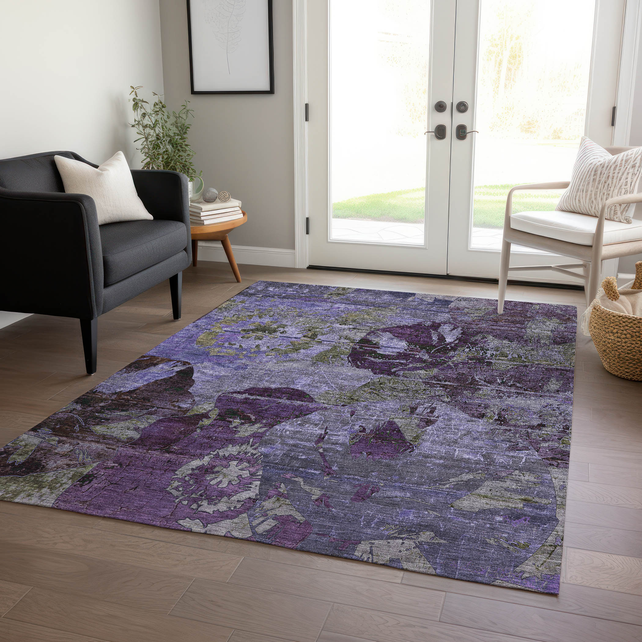 Addison Rugs ACN555PP3X5 Chantille ACN555PP 3 x 5 (ft) Polyester Purple Rectangular Indoor/Outdoor Abstract Machine washable Area rug