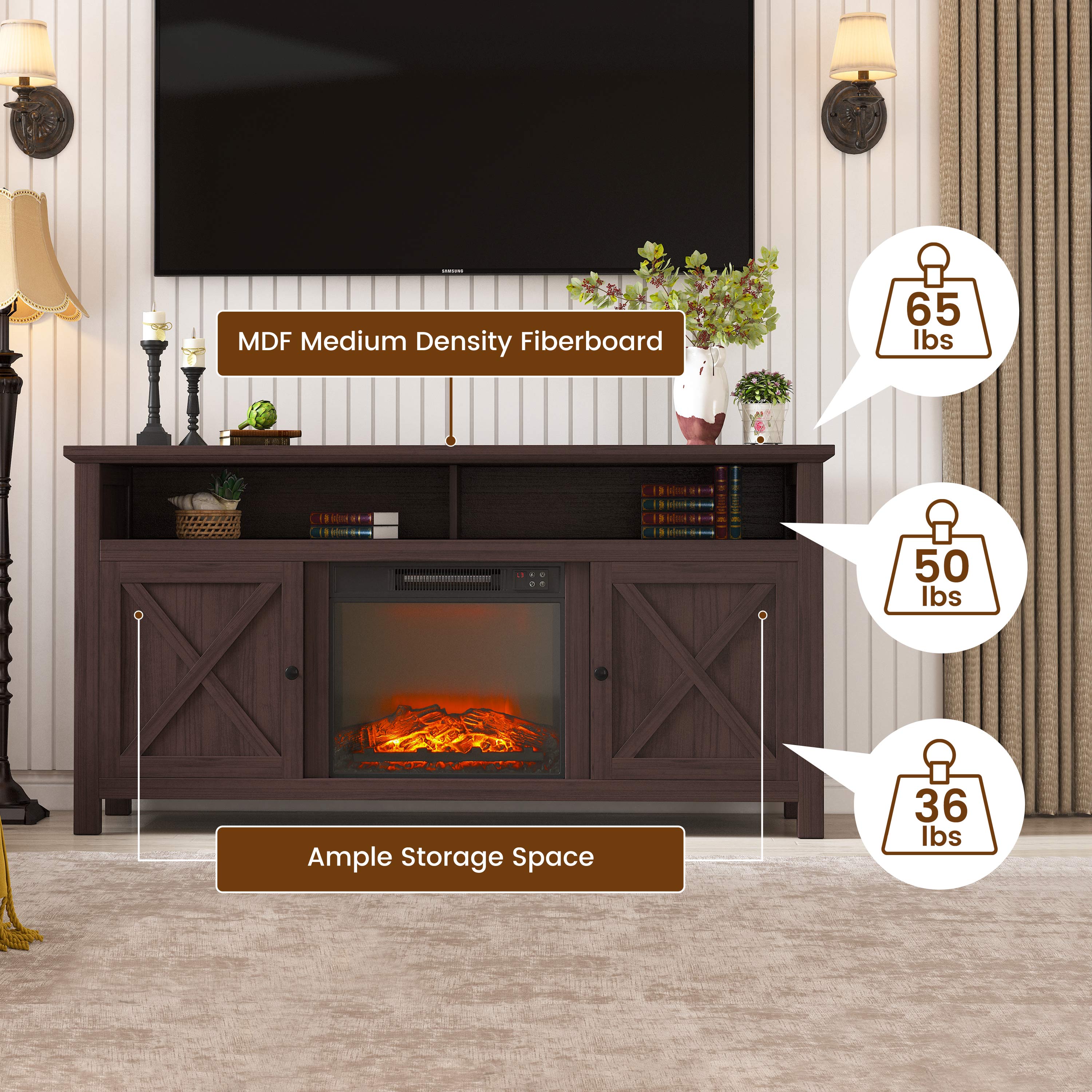 Mondawe MO-SX1HA58BR Electric-Fireplaces - View #3