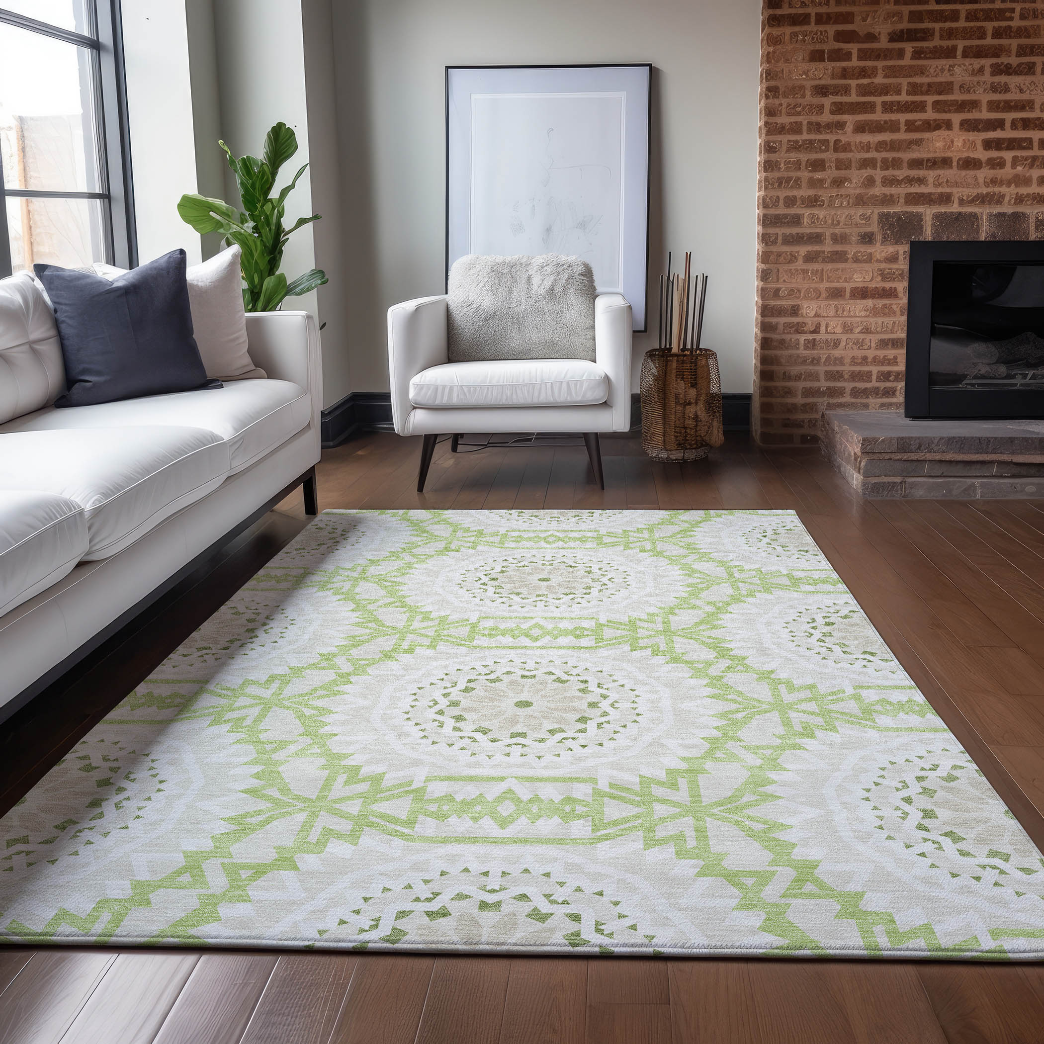 Addison Rugs ACN619AL8X10 Chantille ACN619AL 8 x 10 (ft) Polyester Aloe Rectangular Indoor/Outdoor Abstract Machine washable Area rug