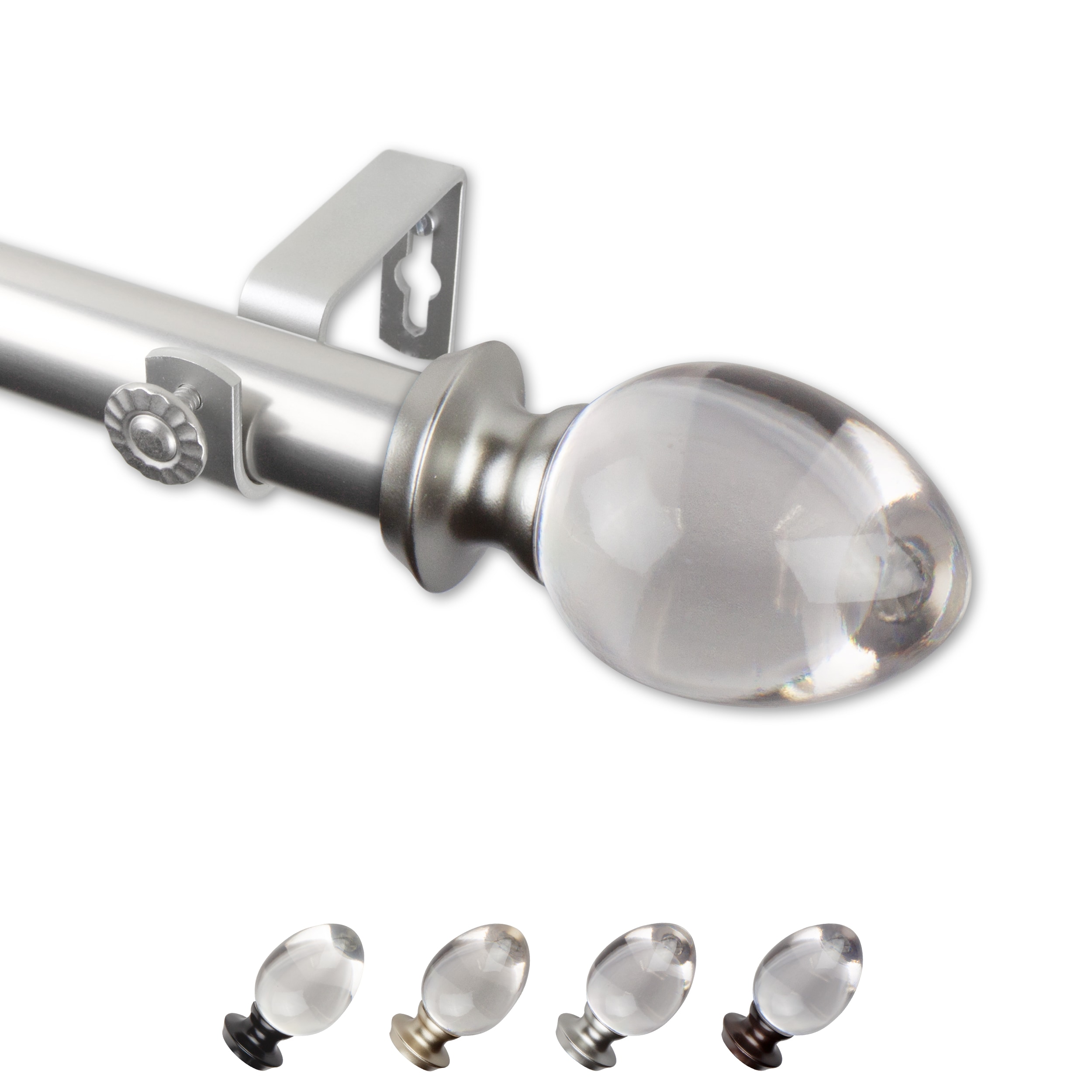 28mm Extendable Ceiling Fit Curtain Pole With Brackets Metal Ball Finials Rings 