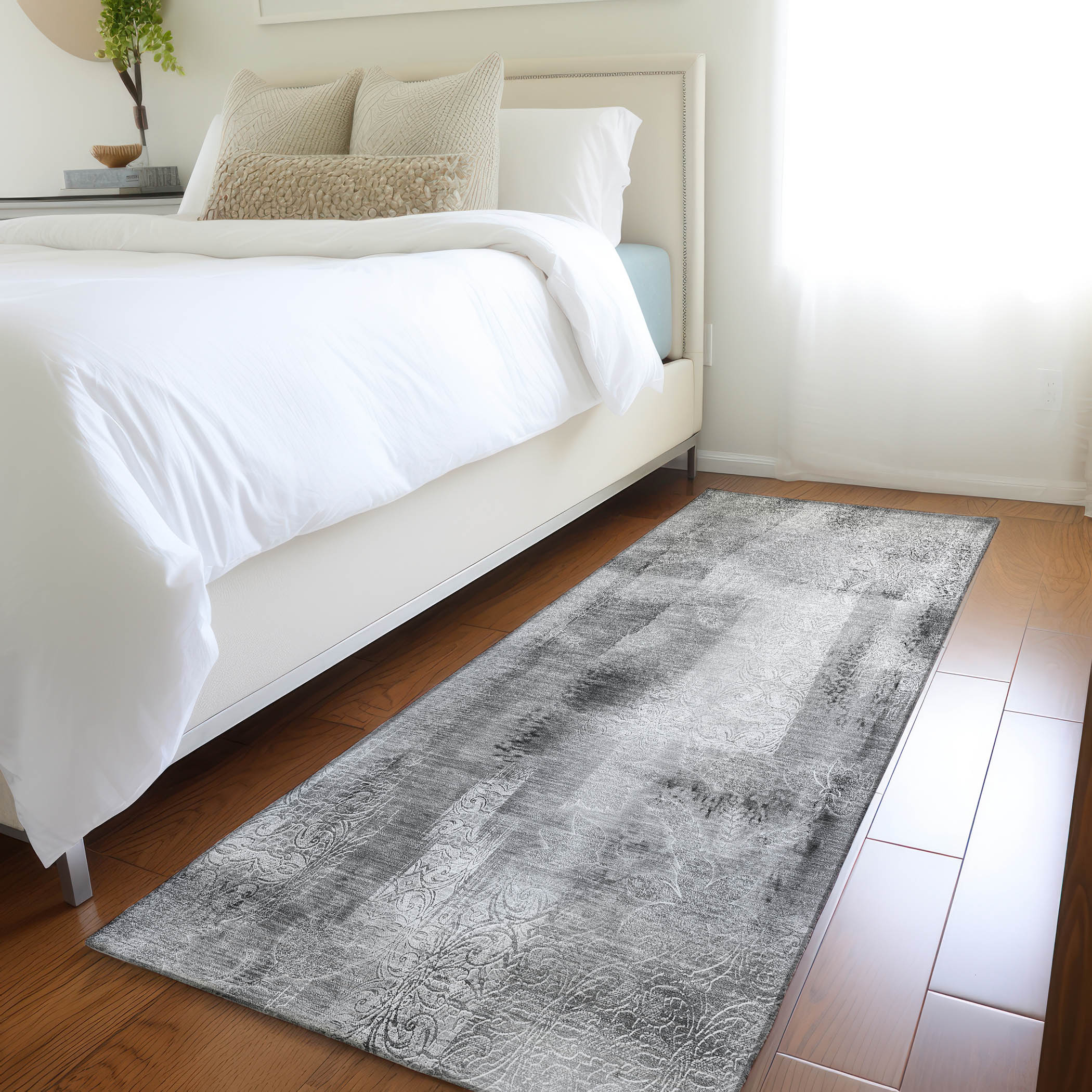 Addison Rugs ACN537GY2X8 Chantille 2 x 7 (ft) Polyester Gray Rectangular Indoor/Outdoor Abstract Machine washable Area rug