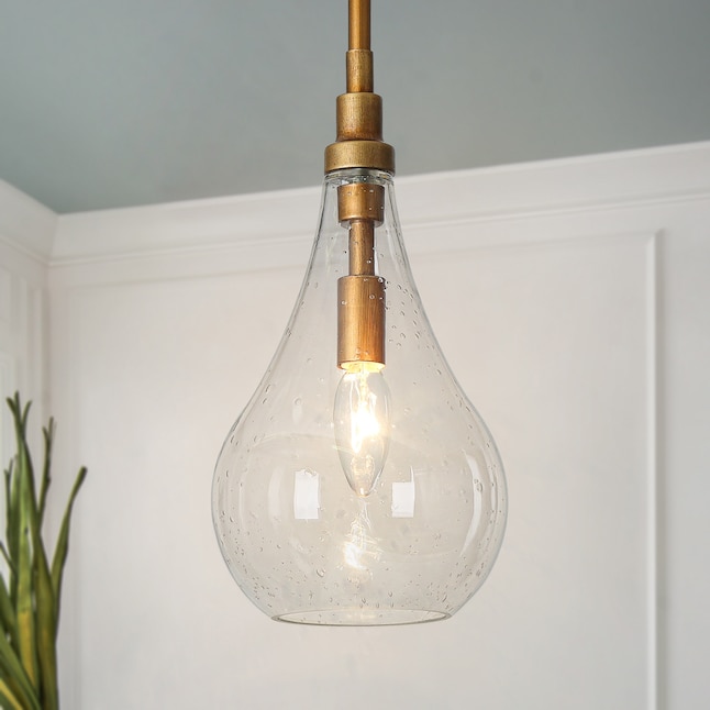 Uolfin Antique Gold with Teardrop Clear Bell Glass Modern/Contemporary ...