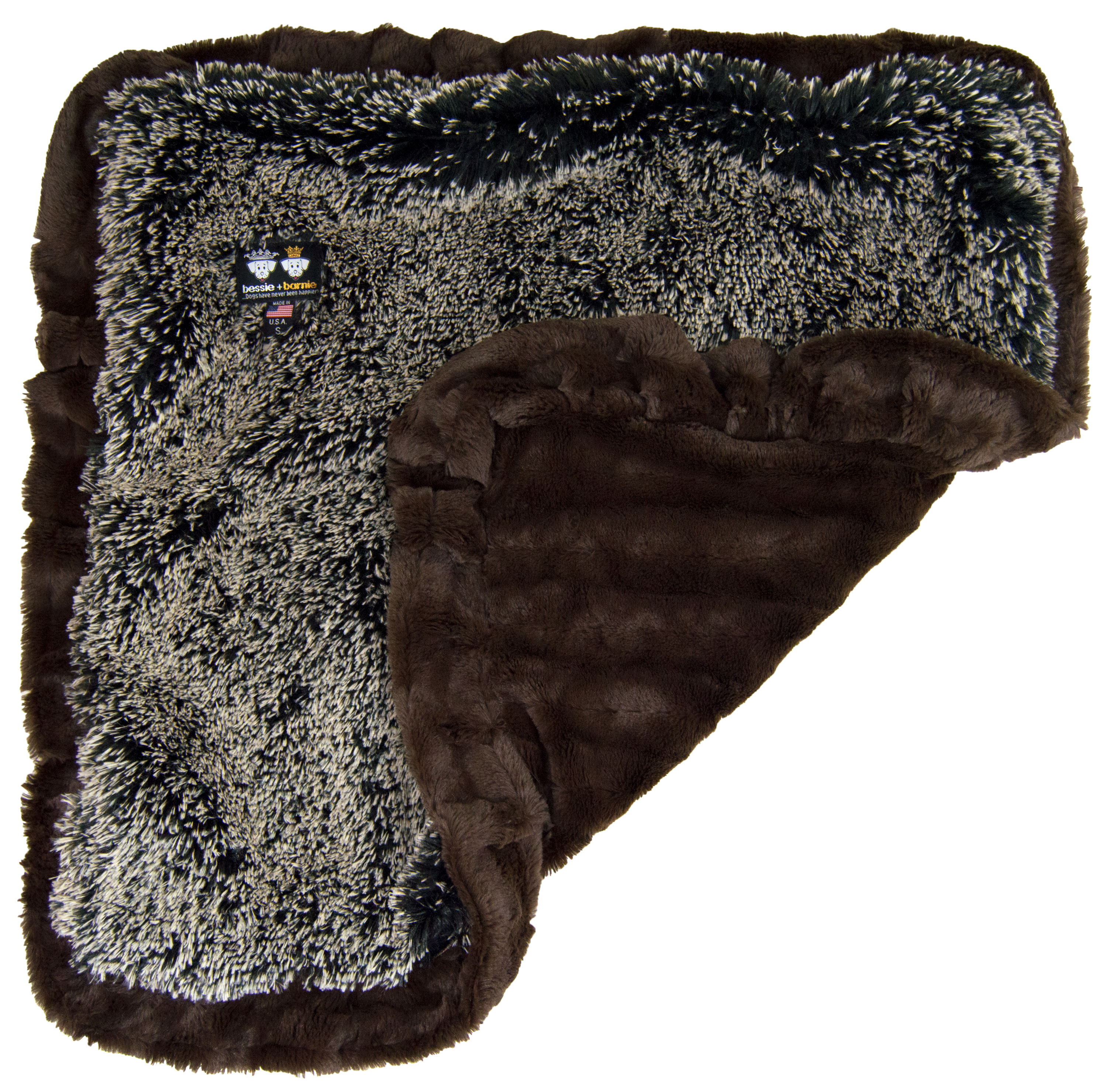 Bessie and Barnie BLNKTZ-FWGB-SM Square Brown Polyester Bolster Dog Bed ( Small )