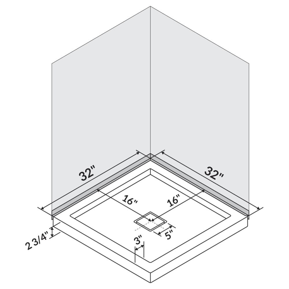 LessCare 32-in W x 32-in L x 2.75-in H White Square Shower Pan Base ...