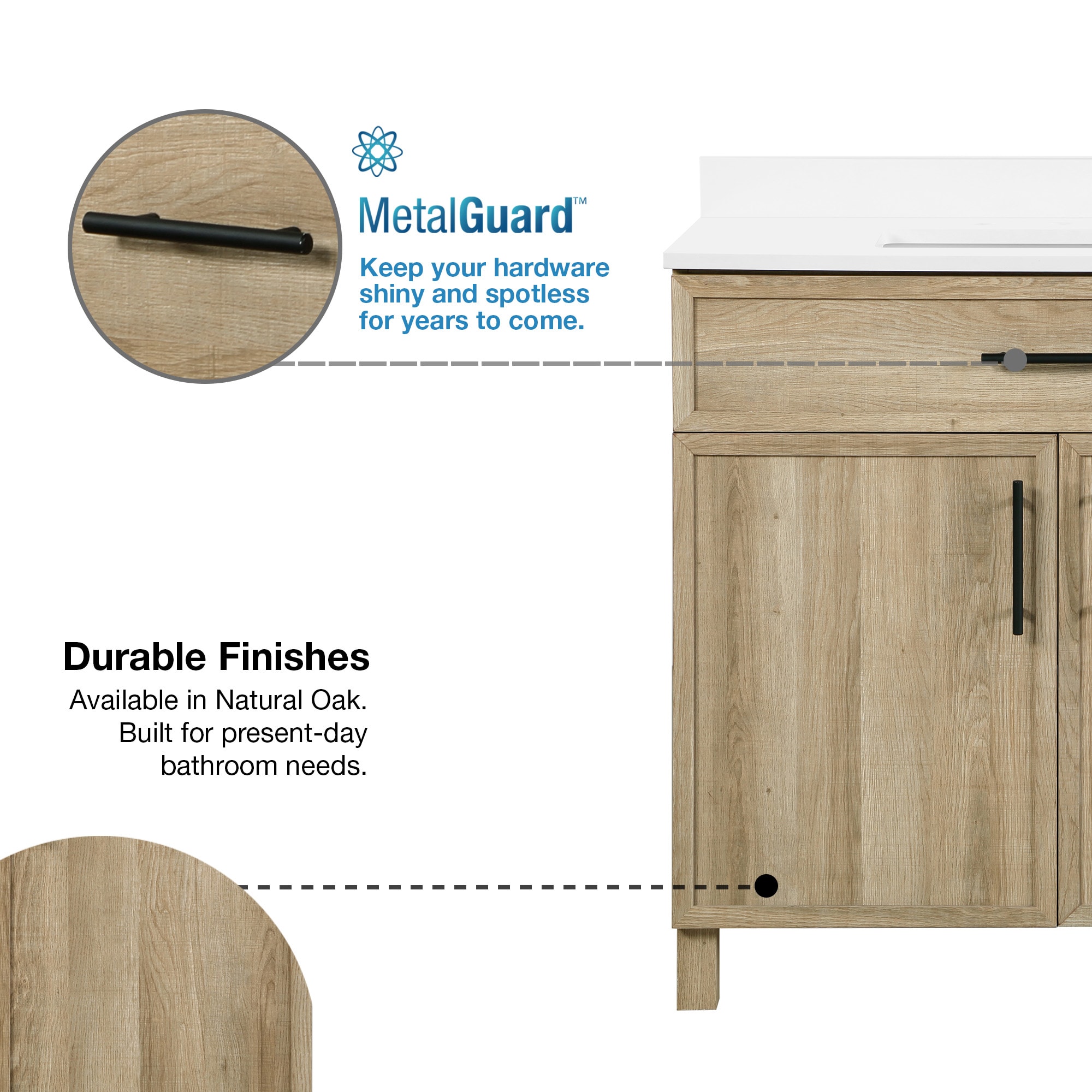 Style Selections Dolton 24-in Natural Oak Undermount Single Sink Bathroom Vanity with White Engineered Stone Top (Mirror Included)