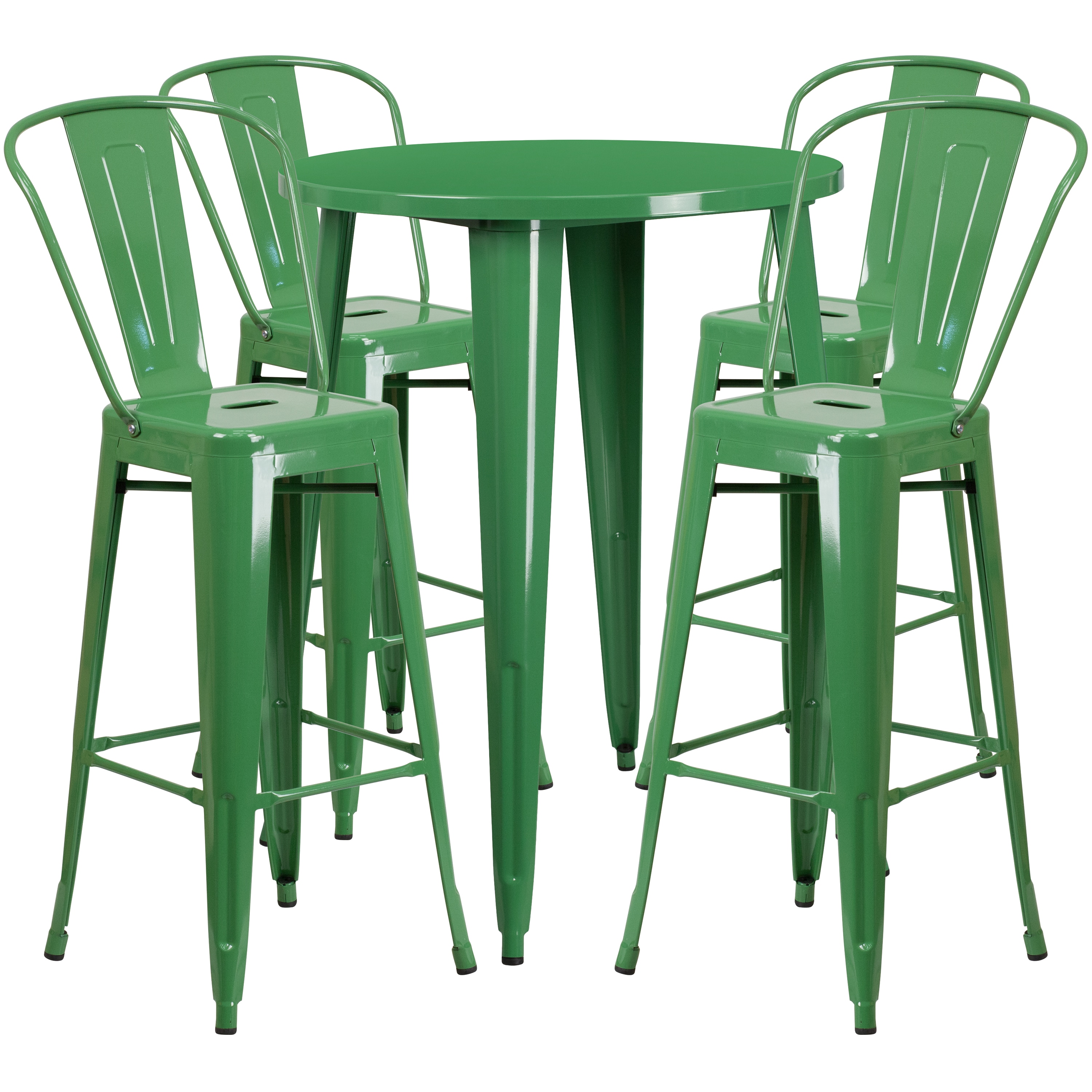 Flash Furniture 889142082415 Green Contemporary/Modern Dining Room Set with Round Table (Seats 4)