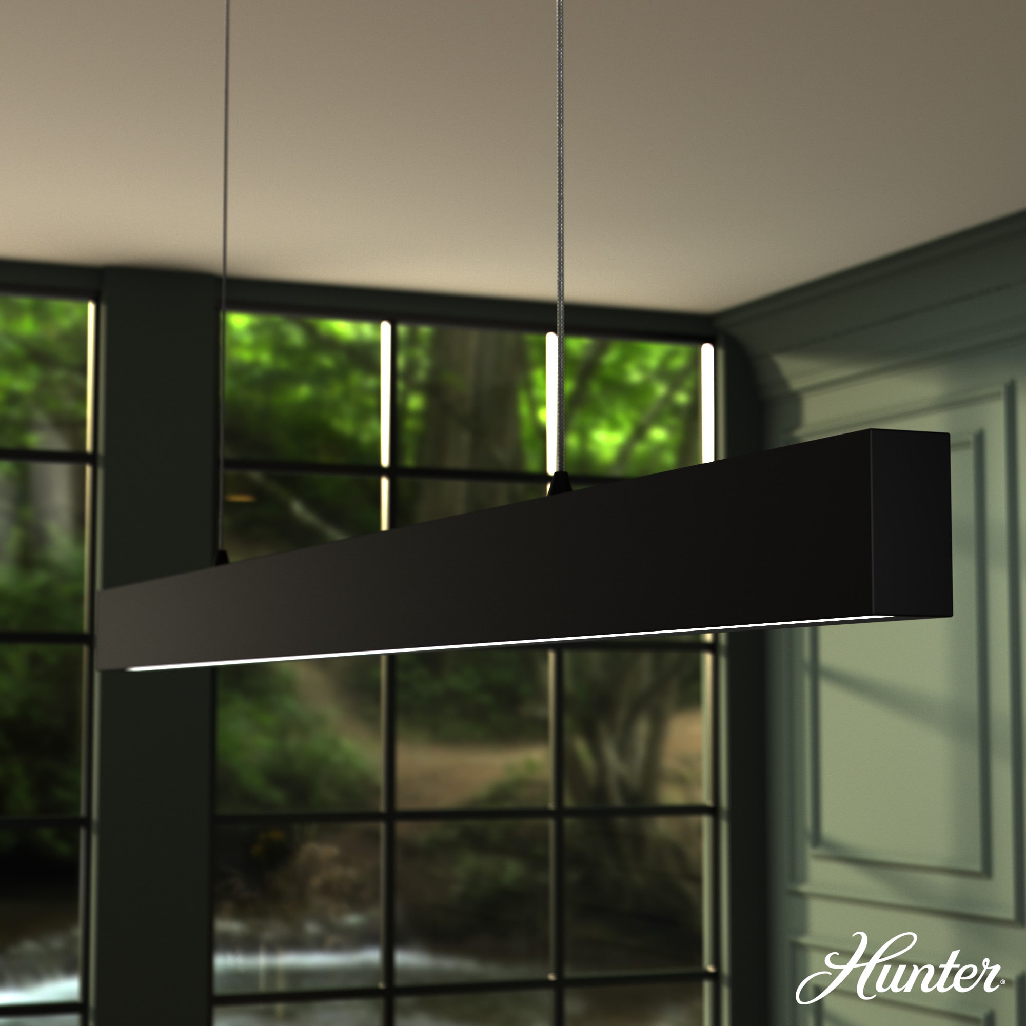 Hunter 13122 Jasmine Roth Getty 1 -Light Matte Black Modern/contemporary Integrated LED For Use in Foyers, Kitchens, Chandelier