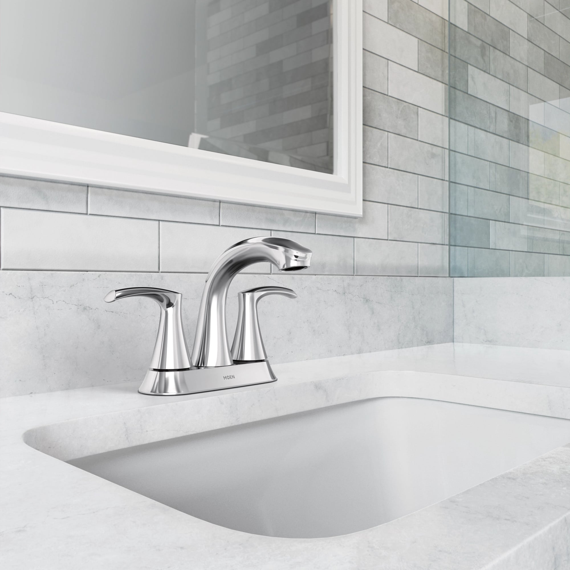 Moen Graeden Chrome 4-in centerset 2-Handle WaterSense Bathroom Sink ...