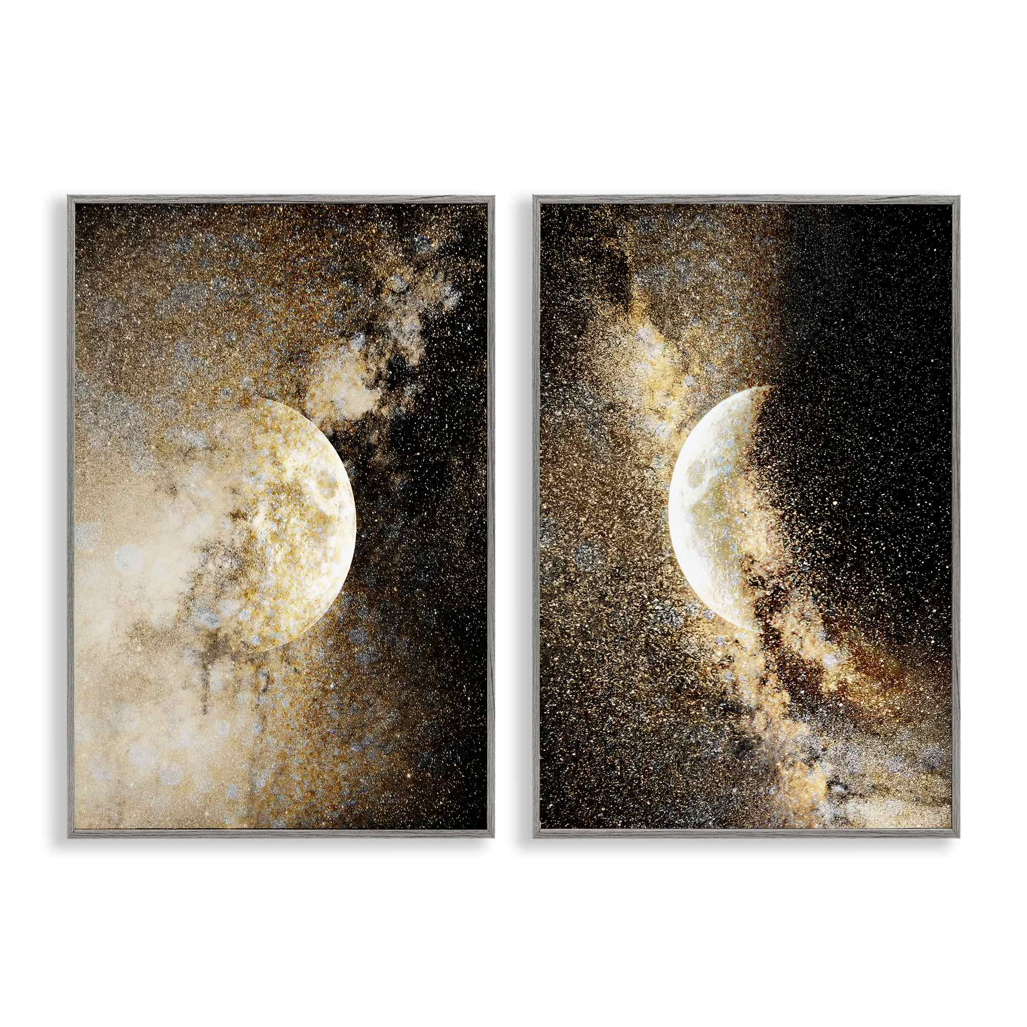 Stupell Industries B2-886-GFF-2PC-12X18 Moons with Starry Nebulas 2 Piece Gray Framed Giclee Art Set By Gemma Bardot 12 x 18