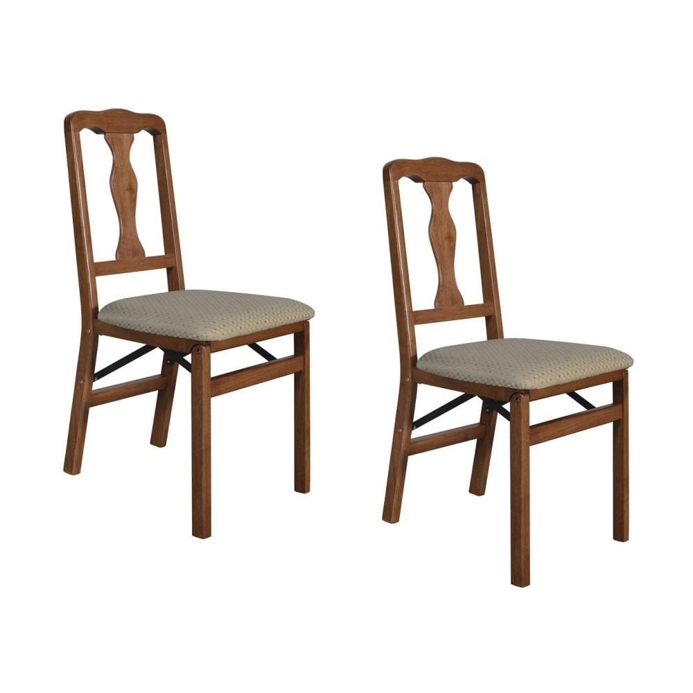 Stakmore Wood Folding Chair with Upholstered Seat, Espresso, 2-pack