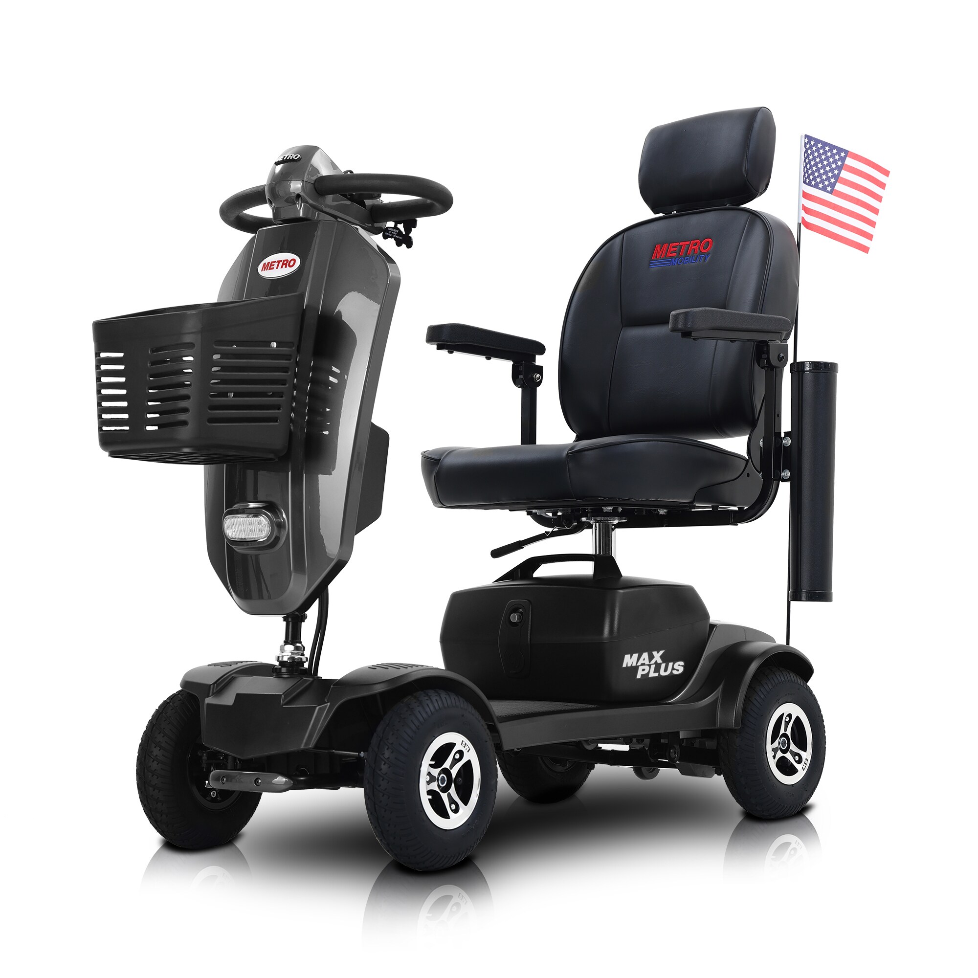 Flynama L-429S00022 Outdoor Compact Mobility Scooter with 2Pcs 20Ah Lead Acid Battery/Usb Charger Port/Cup Holders/300W Motor