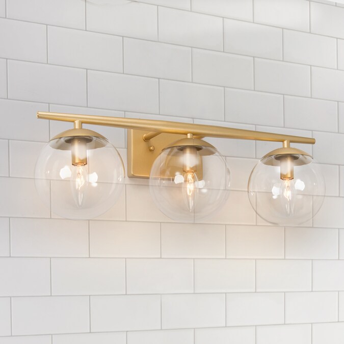 New World Decor Pursuit 3 Light Gold, Gold Bathroom Light Fixtures