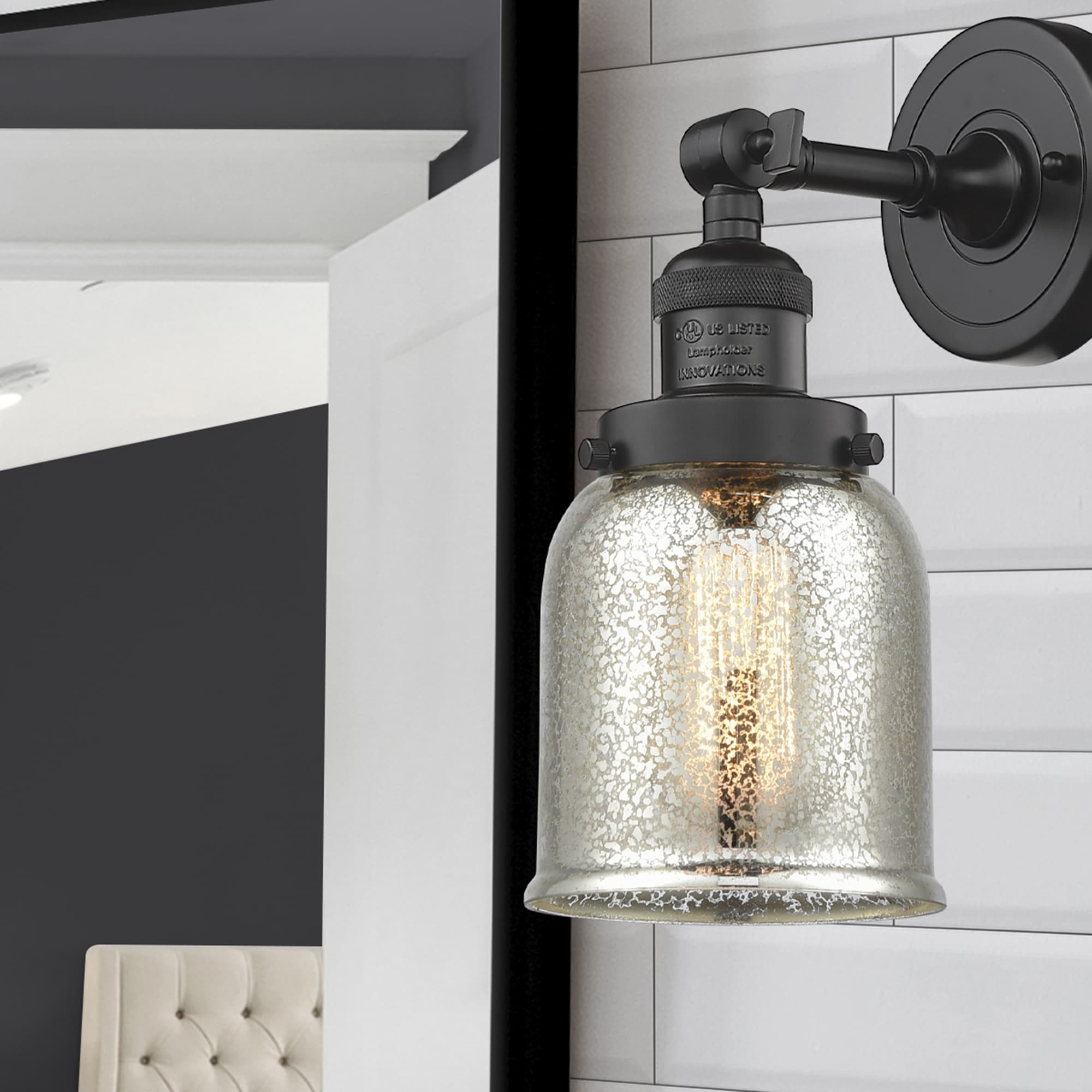 Innovations Lighting 203-OB-G58 Bell 5-in W 1 -Light Oil-rubbed Bronze Wall Sconce
