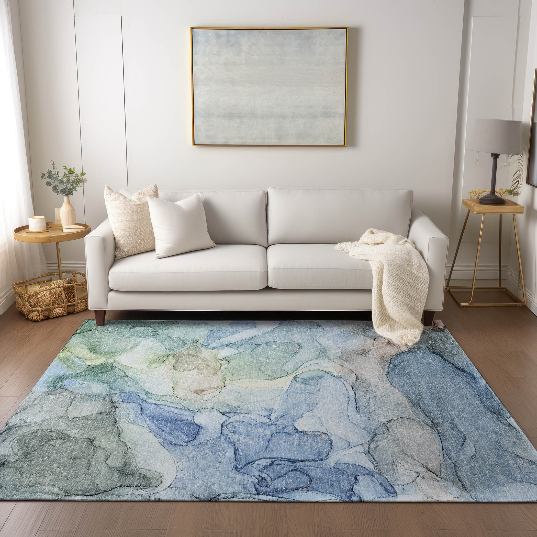 Addison Rugs ACN512BU10X14 Chantille ACN512BU 10 x 14 (ft) Polyester Blue Rectangular Indoor/Outdoor Abstract Machine washable Area rug