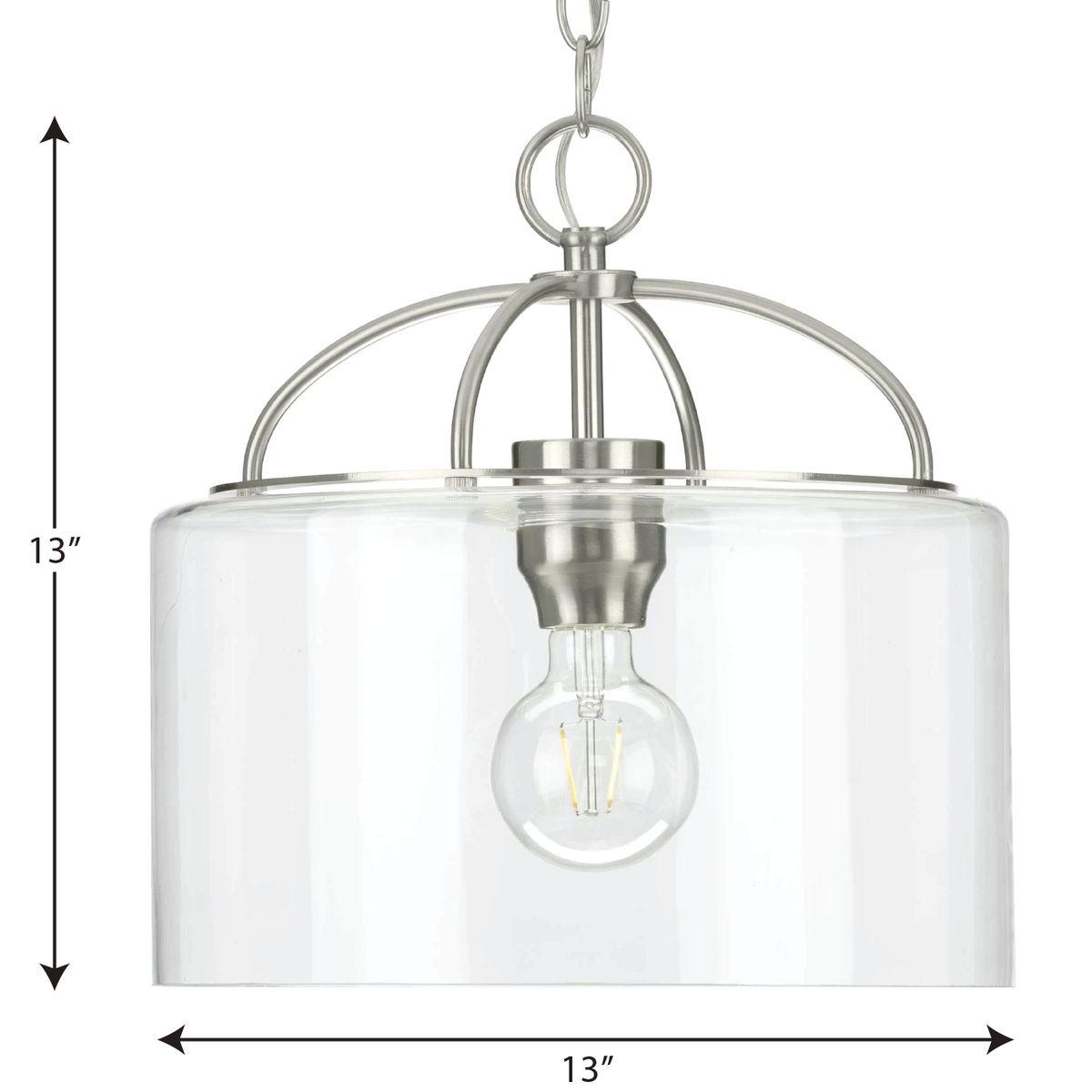 Leyden Brushed Nickel Farmhouse Pendant with Clear Glass Shade