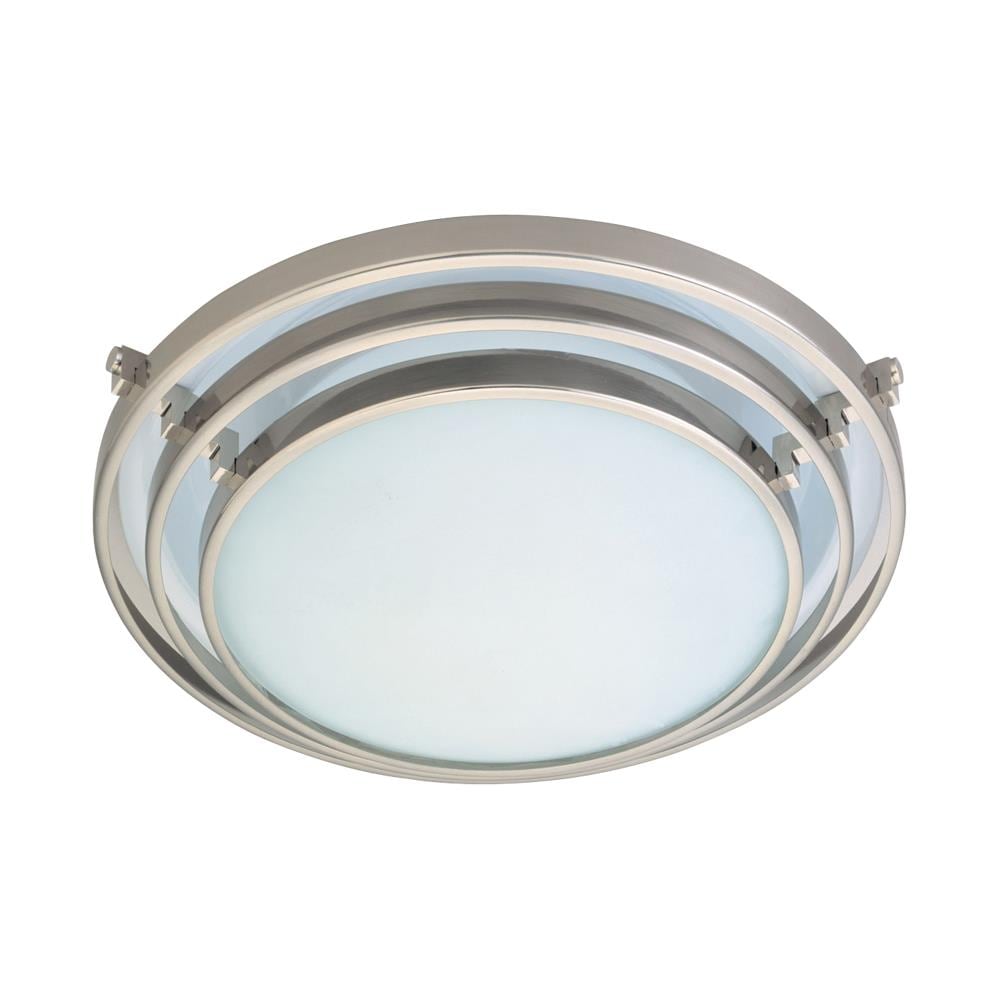 PLC Lighting 1612 SN 1-Light 12.5-in Satin Nickel Halogen Flush Mount Light