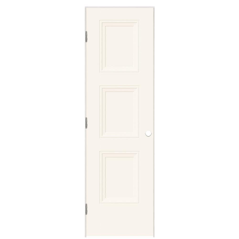Masonite 5071767 32-in x 80-in White Solid core 3-panel equal Left hand Smooth Prefinished Molded composite Flat Jamb Single Prehung Interior Door