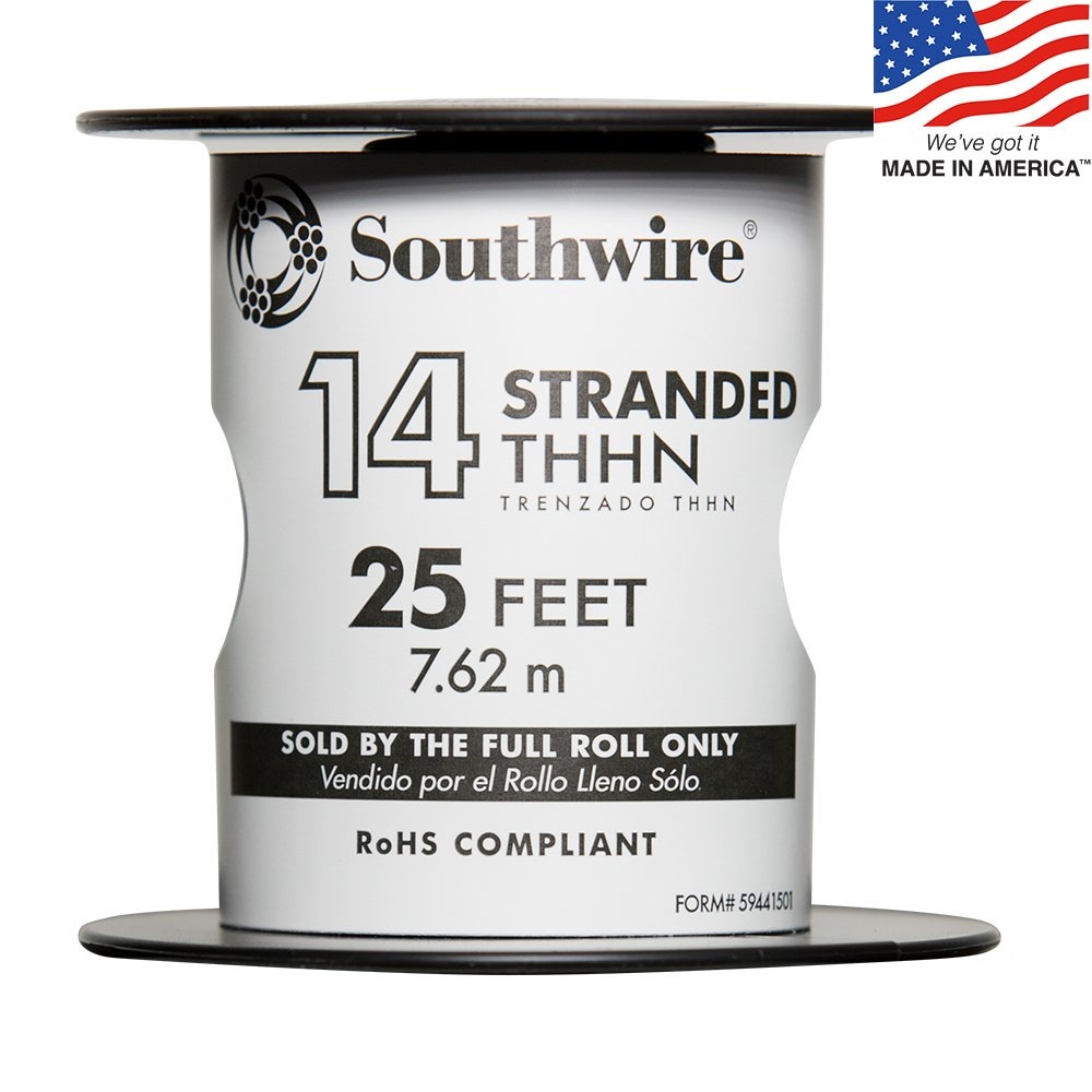 25 ft. 8 Gauge Black Stranded Copper THHN Wire