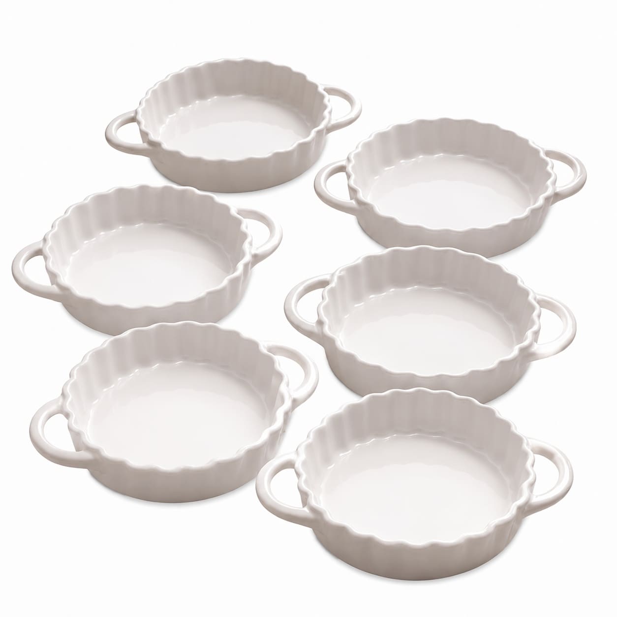 Aoibox  5 In Round Ceramic Mini Pie Pan Set with Handles 8 oz Lead Free Oven and Dishwasher Safe 6 Pack