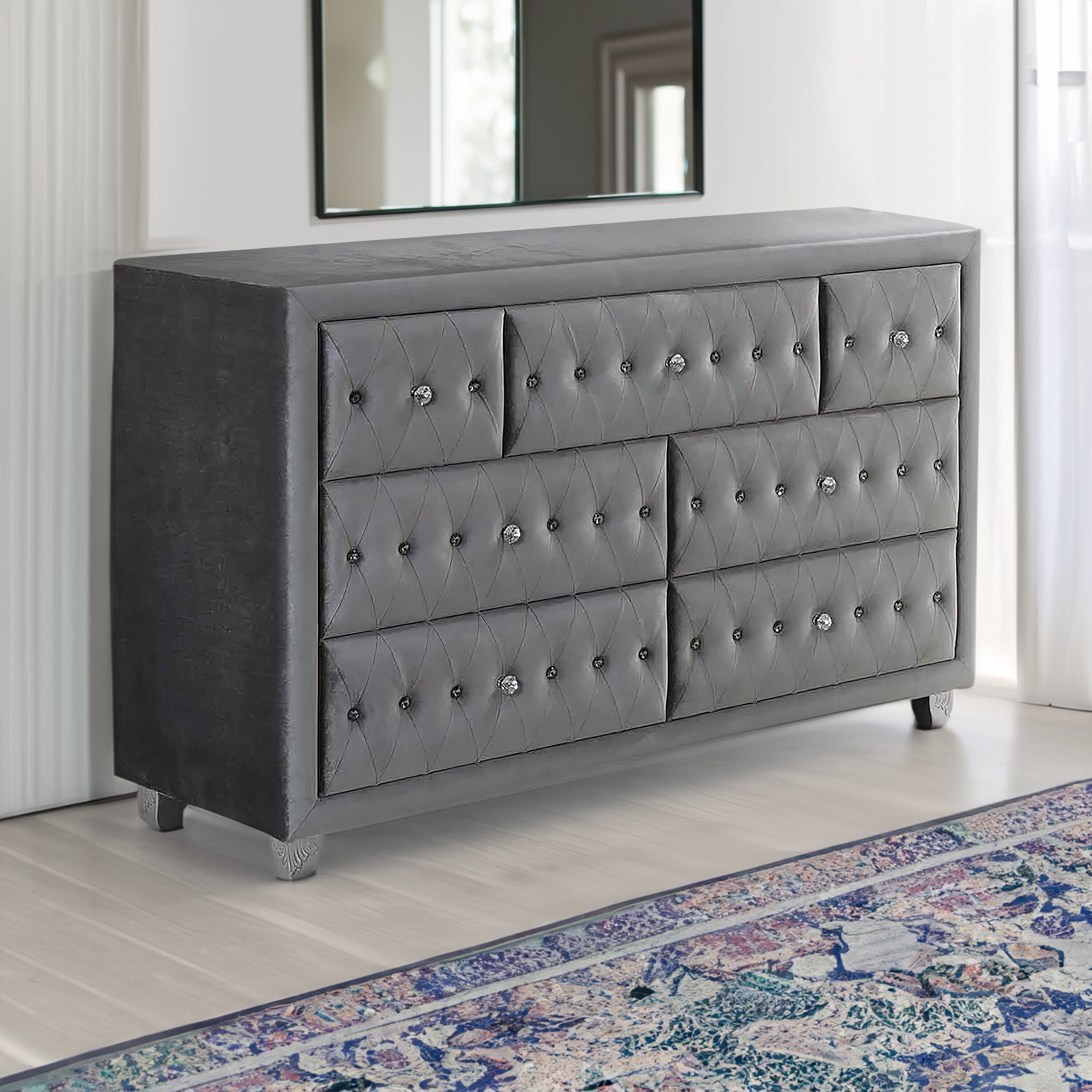 Benzara Gray 7 Drawer Standard Dresser in the Dressers department