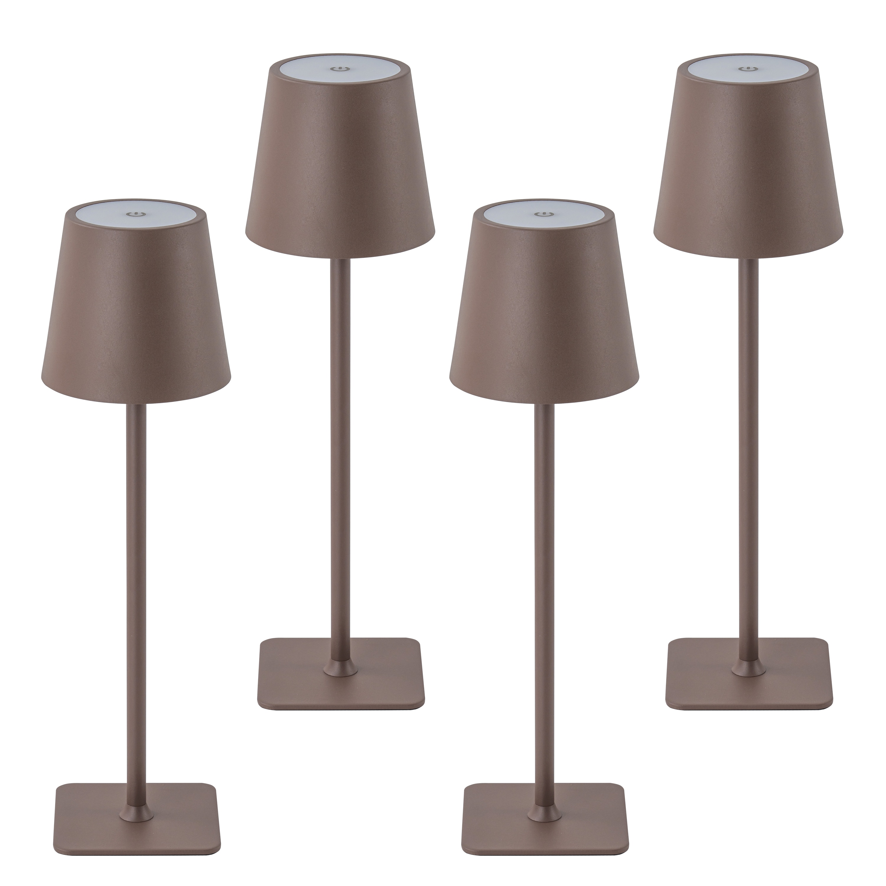 C Cattleya LCA2615-4TB 14 Matte Brown LED Touch Table Lamp with Plastic Shade 4 -Set