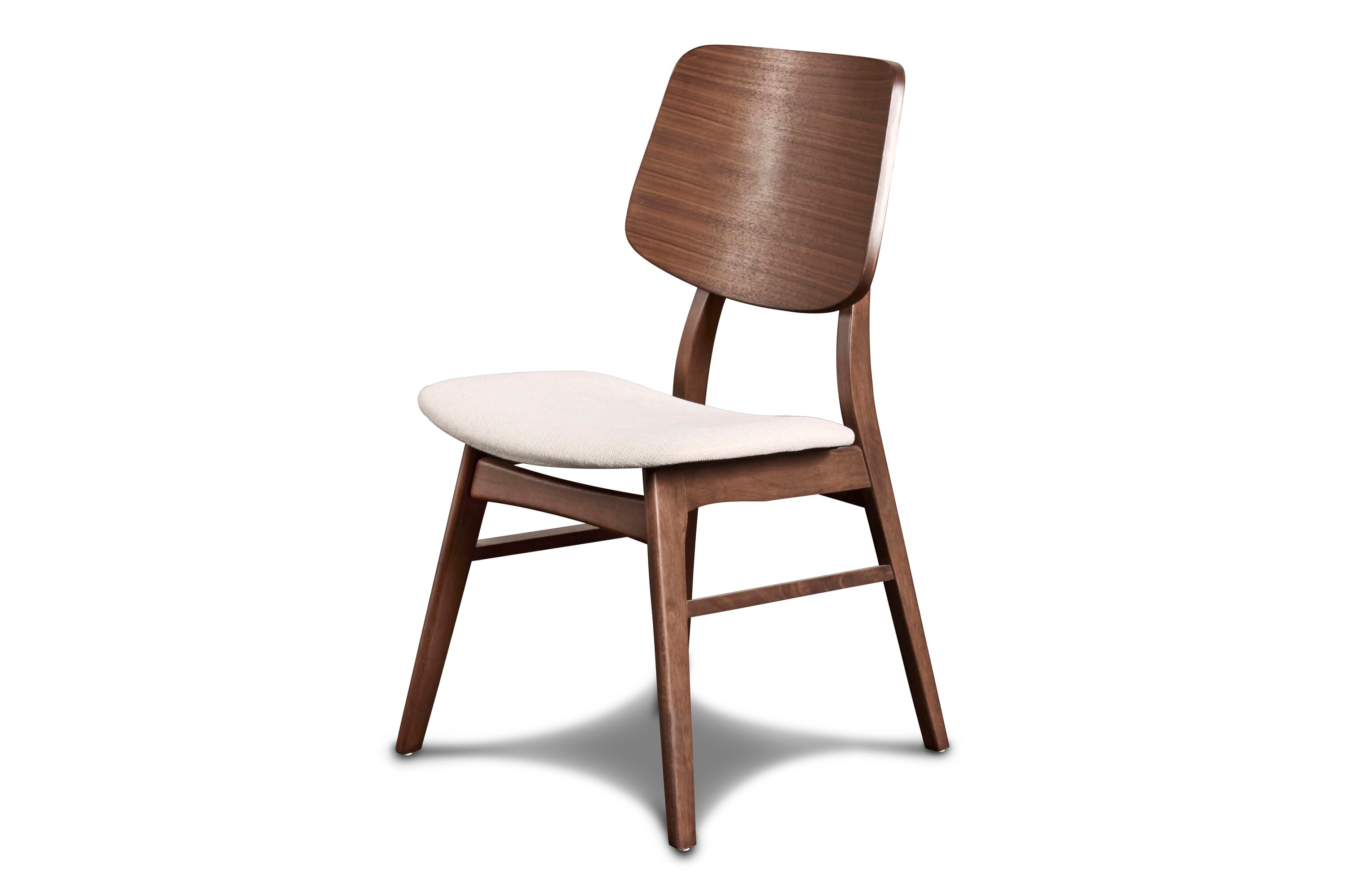 Oscar Walnut and Beige Upholstered Side Chairs, Set of 2