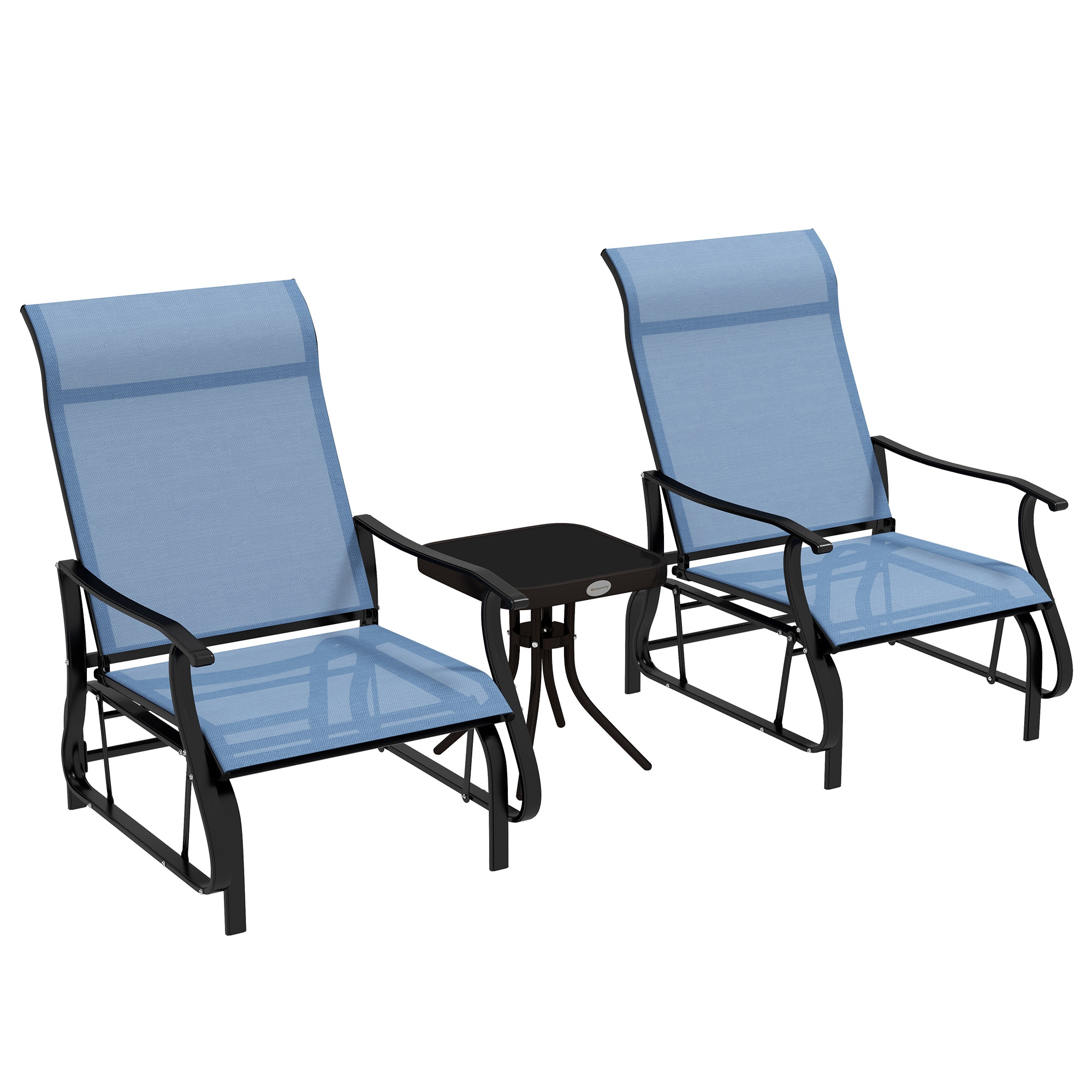 Forclover DASEP174317 3 -Piece Patio Conversation Set with Blue