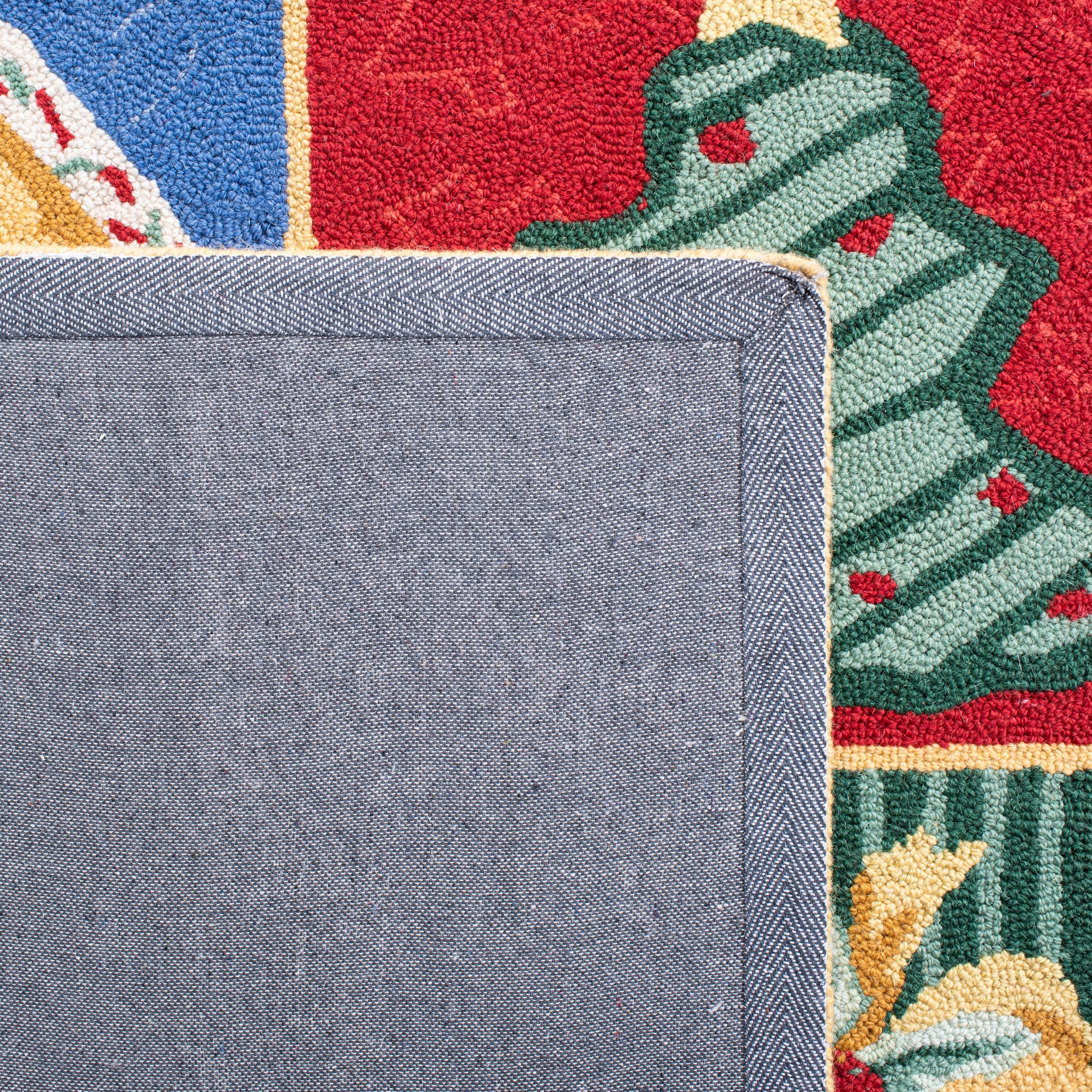 Multicolor Hand-Hooked Wool Christmas Runner Rug