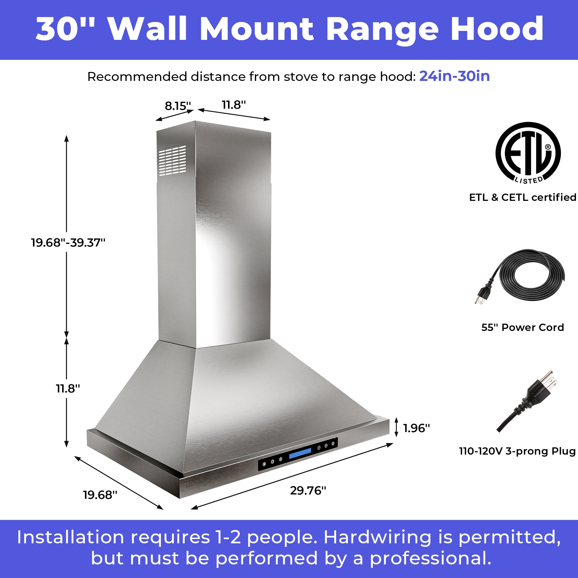DZS DNAP02-30 Wall-Mounted-Range-Hoods - View #2