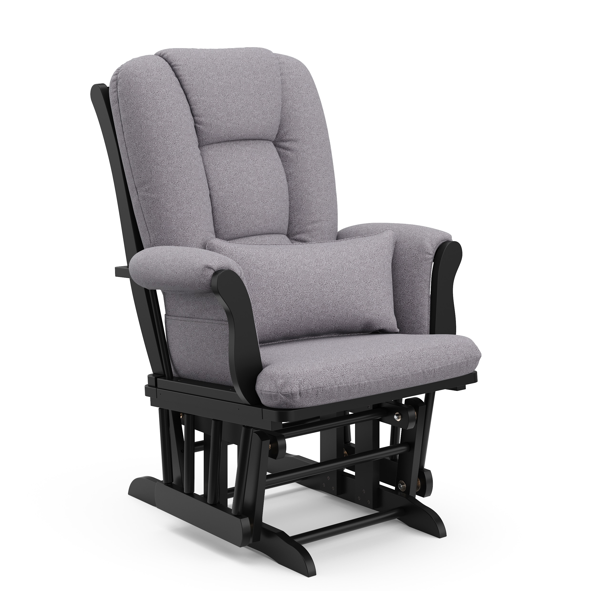 Black and Slate Gray Wood Nursery Glider with Ottoman