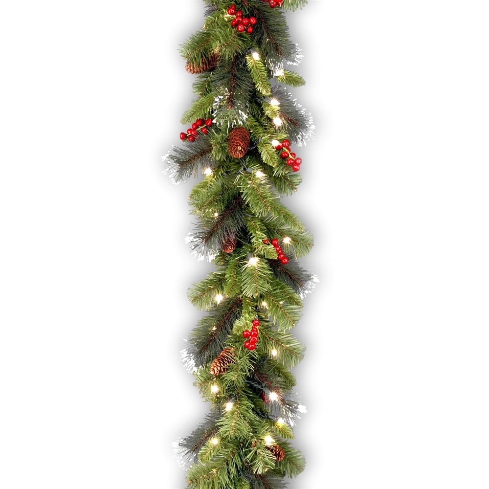 9FT Pre Lit Christmas Garland w/ Lights Door Wreath Xmas Fireplace DIY Decors x1 