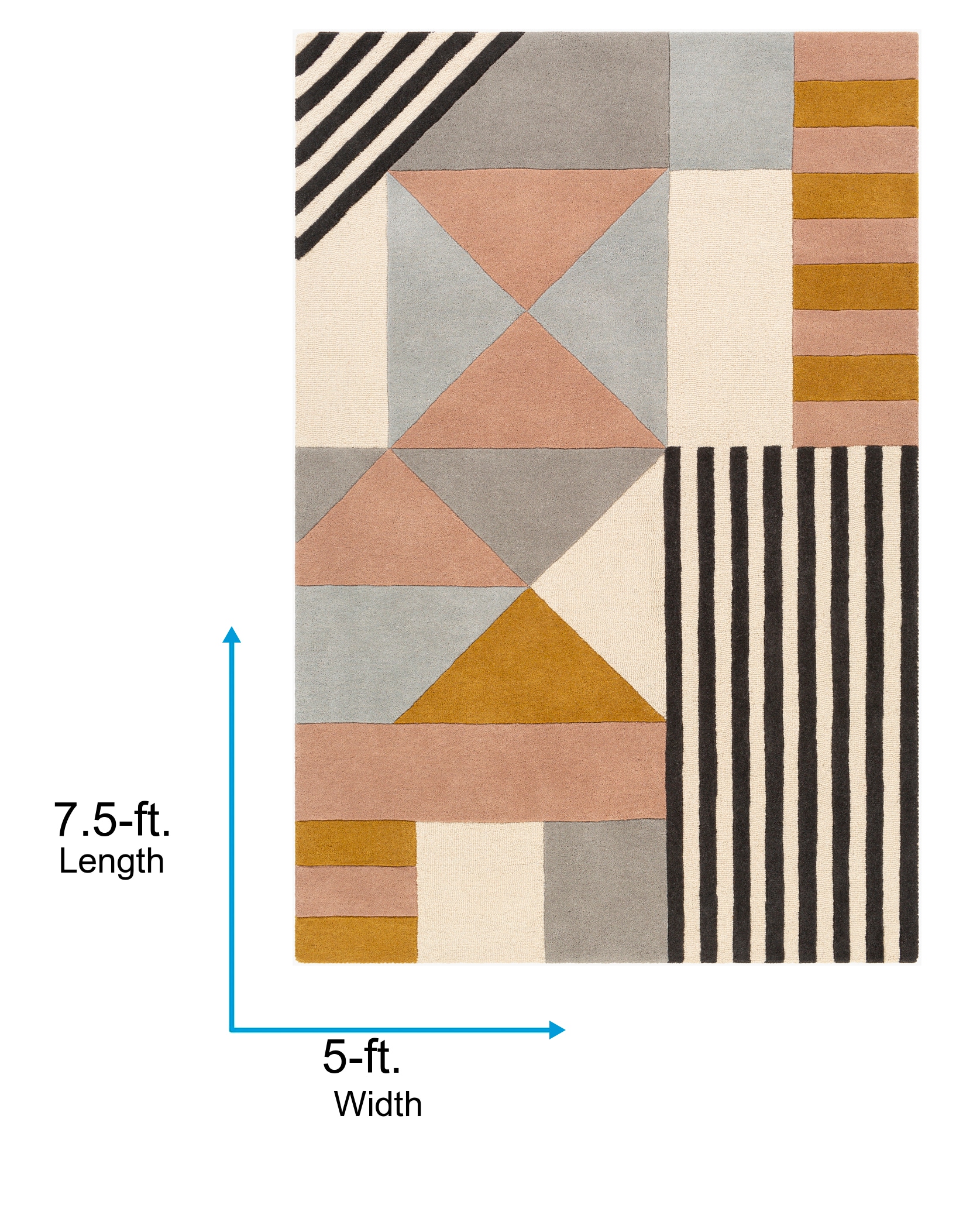Hand-Tufted Modern Gray Wool 5' x 7' Rectangular Rug