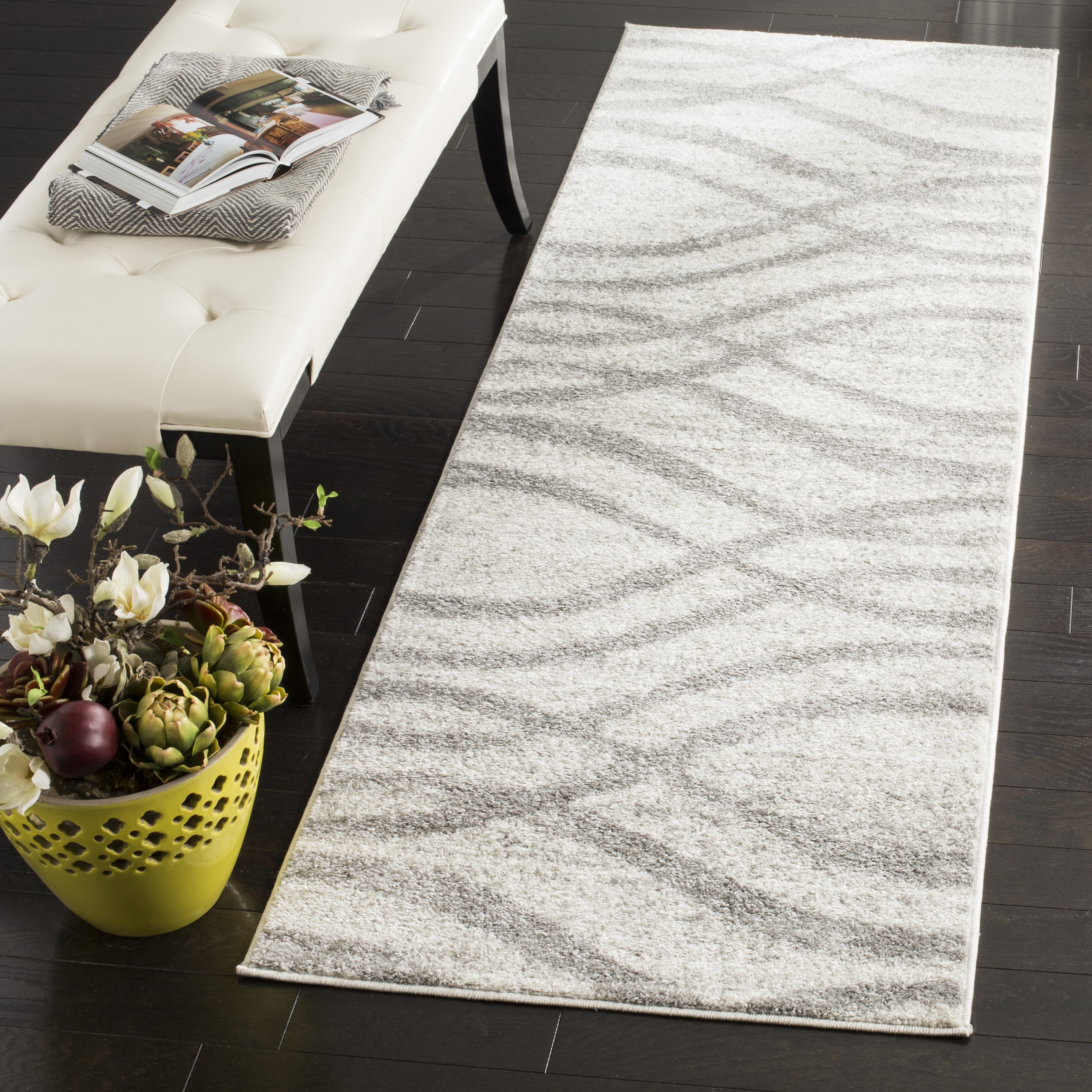 Safavieh ADR125C-210 Adirondack Rosten 2 x 10 (ft) Loomed Polypropylene Cream/Gray Rectangular Indoor Abstract Lodge Runner rug
