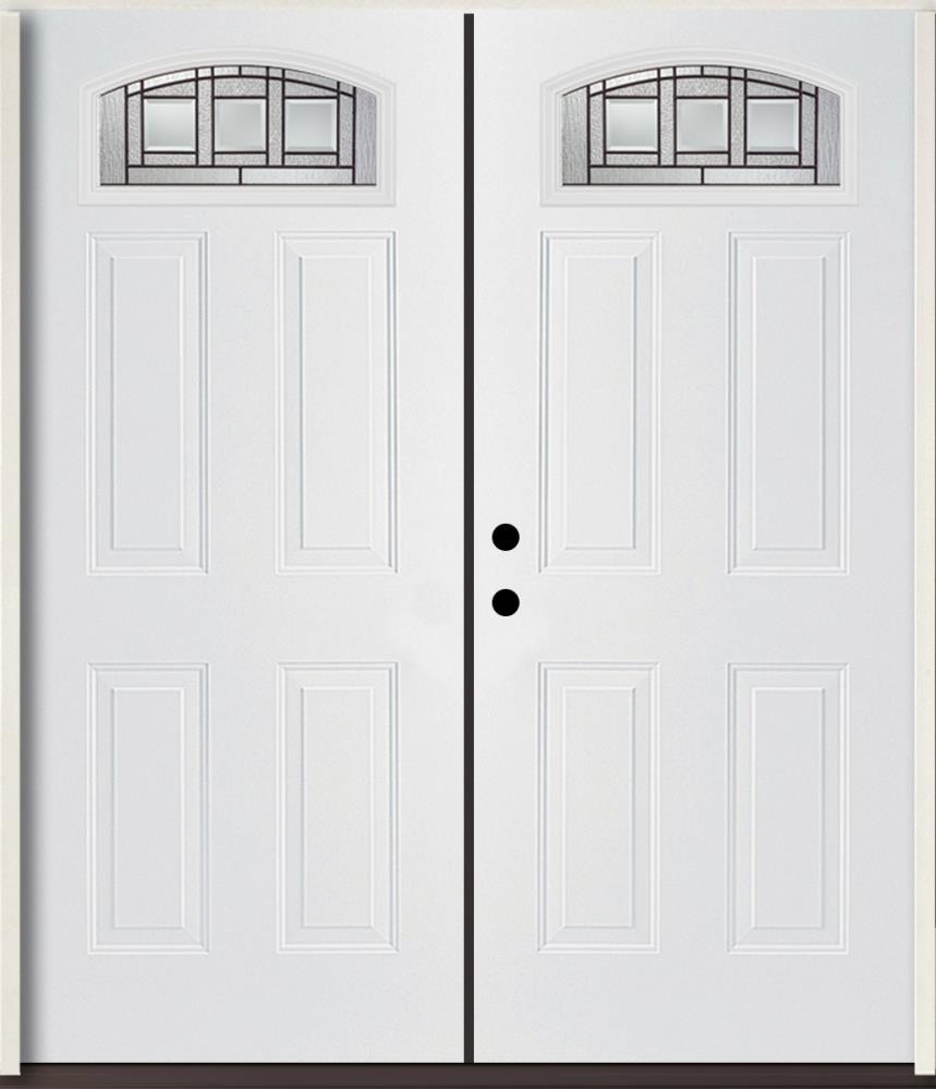 RELIABILT LO841653 Craftsman 72-in x 80-in x Fiberglass 1/4 lite Right-hand inswing Modern White Painted Prehung Double Front Door Insulating core
