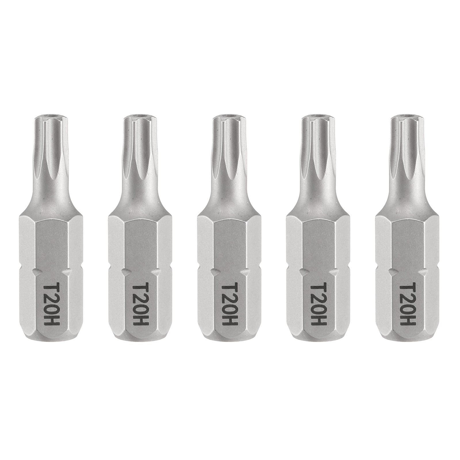 Harfington 5pcs T20H Torx Screwdriver Bit 1/4 Inch Hex Shank 25mm/1 Inch Length Magnetic Star 6 Point Head S2 Steel Screw Driver Bit with Hole #S26030900UX3119