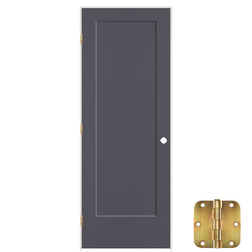 Masonite 641199 28-in x 80-in Slate Solid core 1-panel square Left hand Smooth Prefinished Molded composite Flat Jamb Single Prehung Interior Door