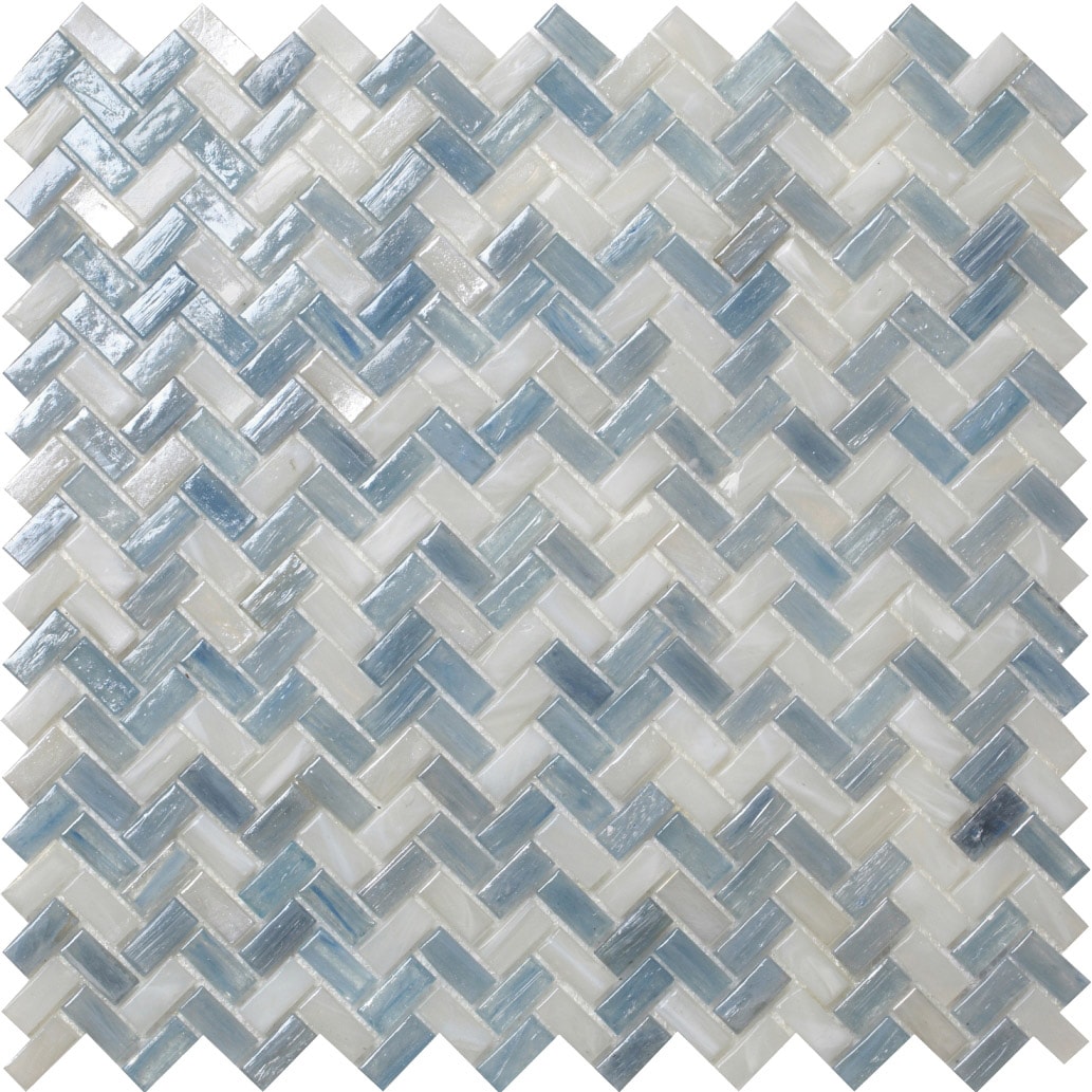 Apollo Tile Majeste Blue 12-in x 12-in Matte Glass Herringbone ...