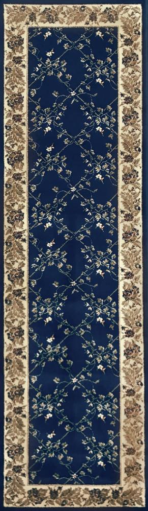 Radici USA 1590/4004/NAVY Como 2 x 8 (ft) Polypropylene Navy Rectangular Indoor Trellis Oriental Runner rug