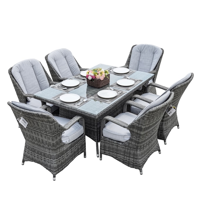 Gray Wicker Dining Patio Set, Moda Outdoor Furniture